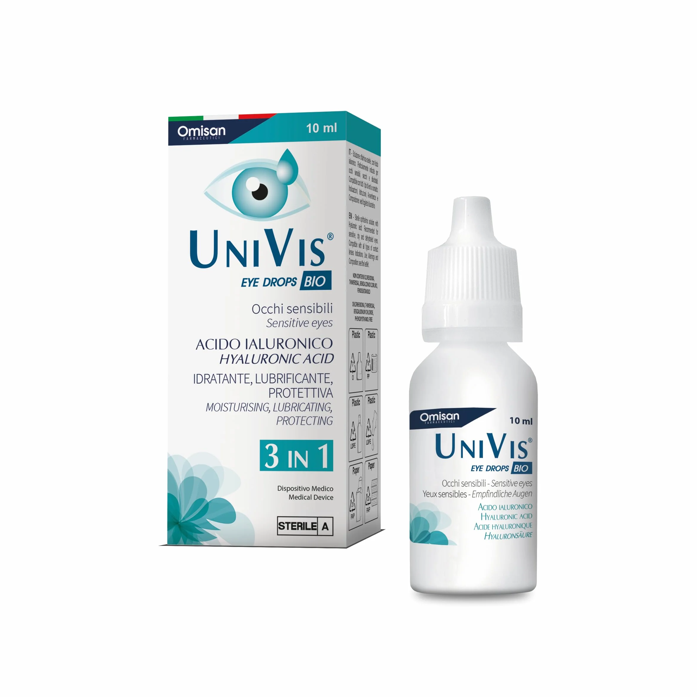 Univis Bio 3in1 Collirio Sterile Idratante Lubrificante Protettivo Acido Ialuronico 10 ml