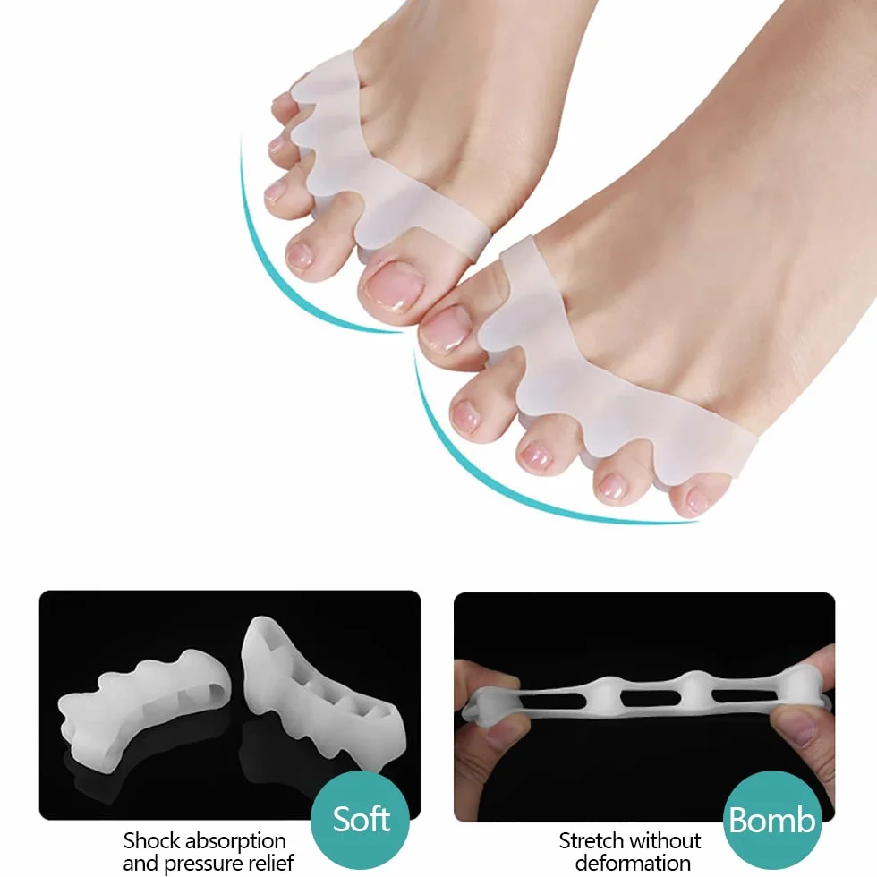 Separatore Dita Piede 4 Pezzi Silicone Distanziatore Dita Piedi Toe Spacer per Alluce Valgo