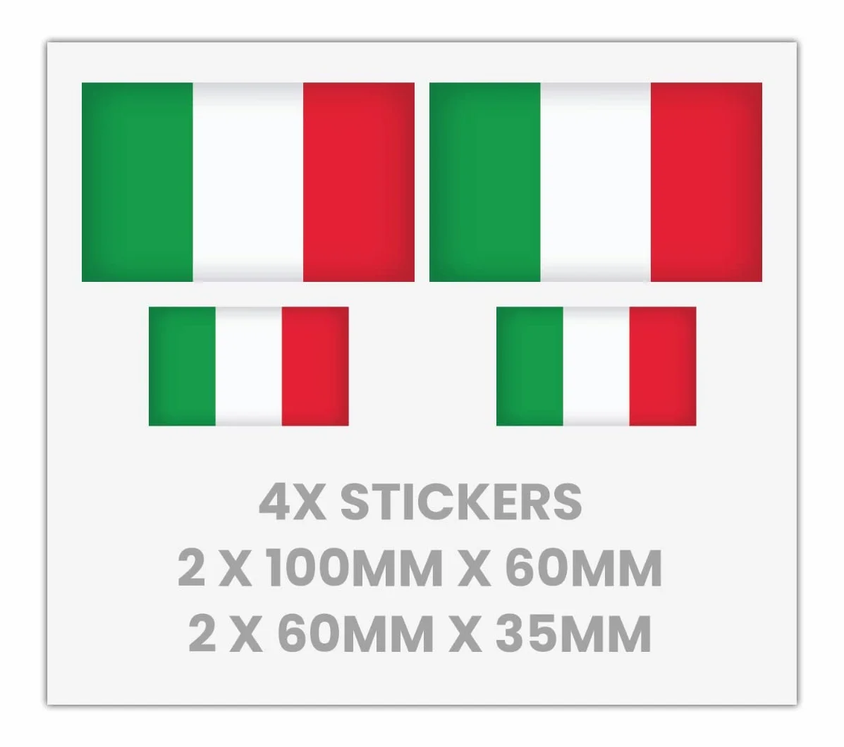 4 x Adesivo in vinile con bandiera italiana per paraurti auto, specchietto, iPad, furgone, laptop