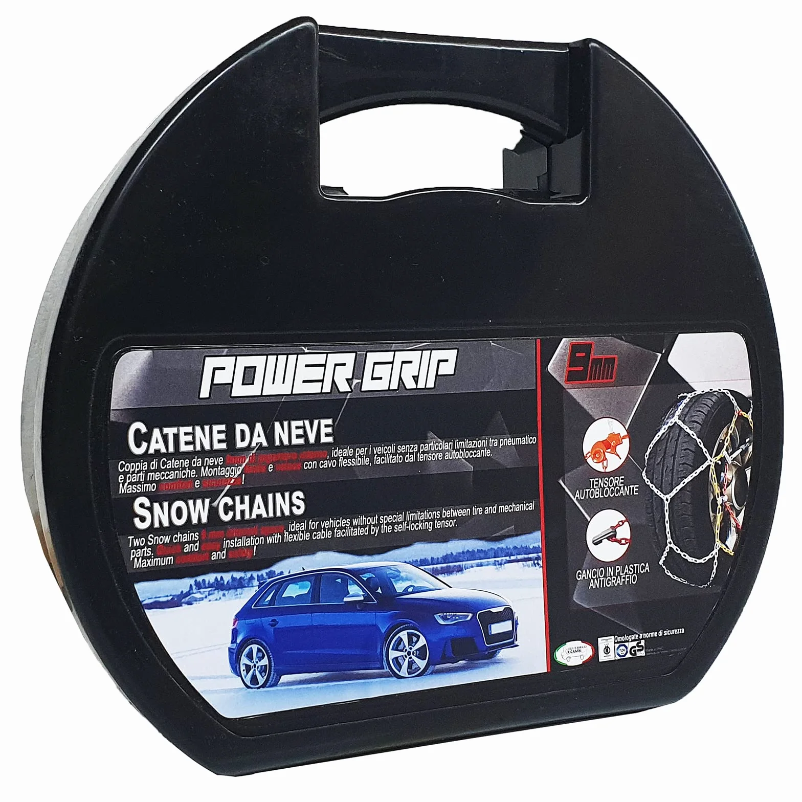 Catene da Neve 9mm Omologate TÜV GS Onorm Gruppo 140 Acciaio Montaggio Facile