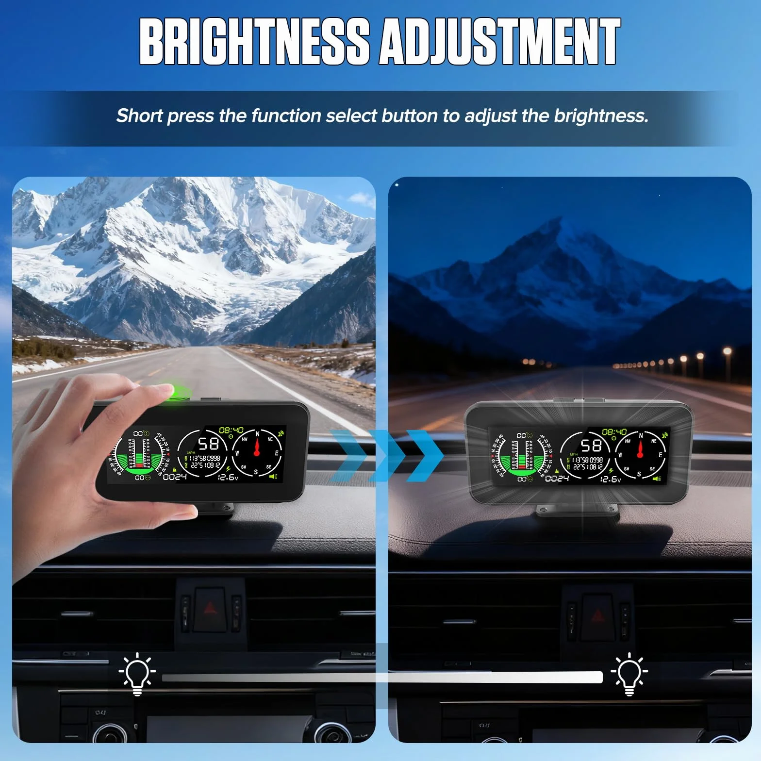 MR CARTOOL M60 Digitale Inclinometro GPS HUD Tachimetro Bussola per Auto SUV Fuoristrada