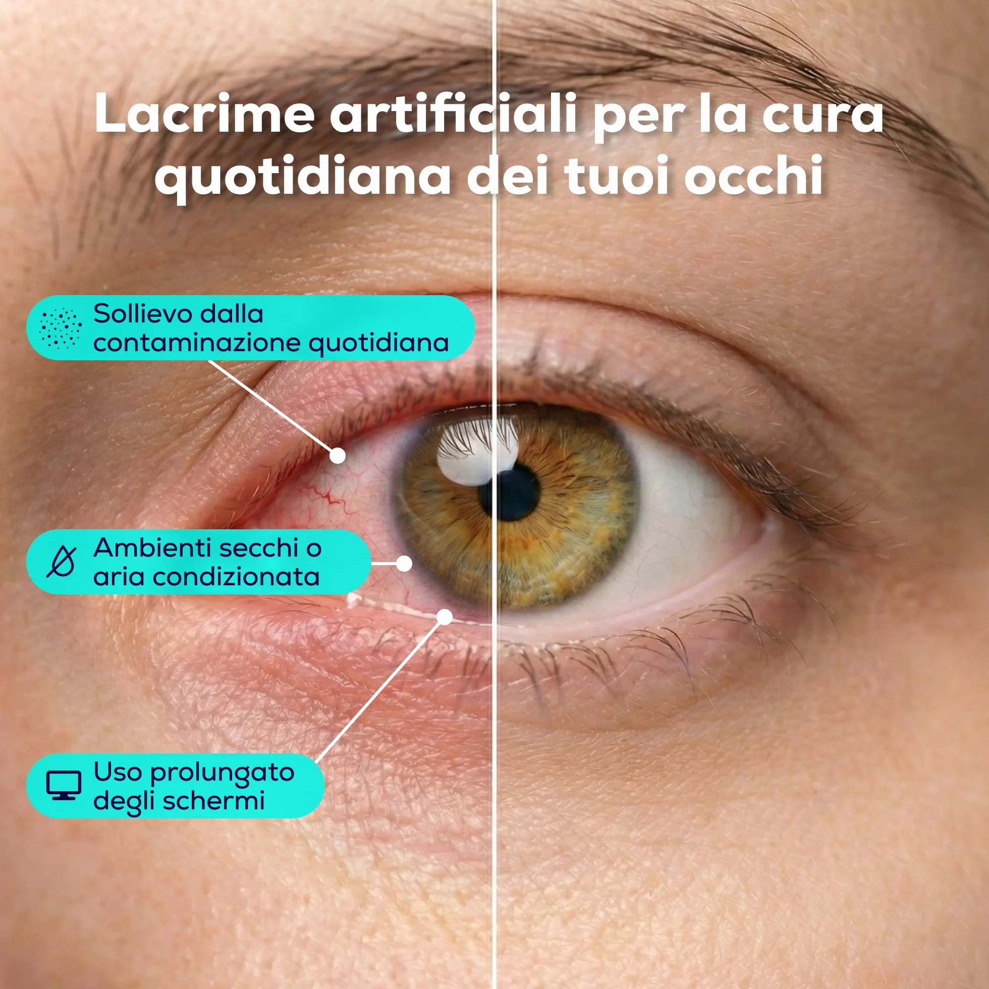 Gocce Oculari Idratanti con Acido Ialuronico, Lacrime Artificiali per Occhi Secchi (15 ml)