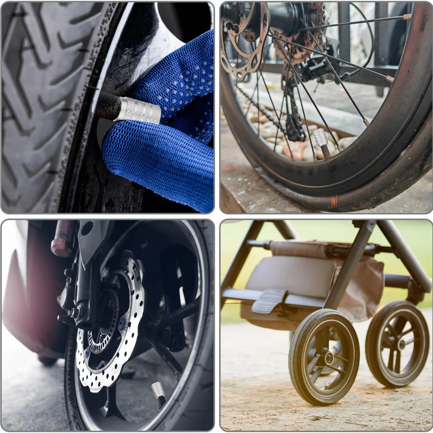 Tappi per valvole pneumatici in alluminio 4 pezzi antipolvere per auto metallo universali con guarnizione