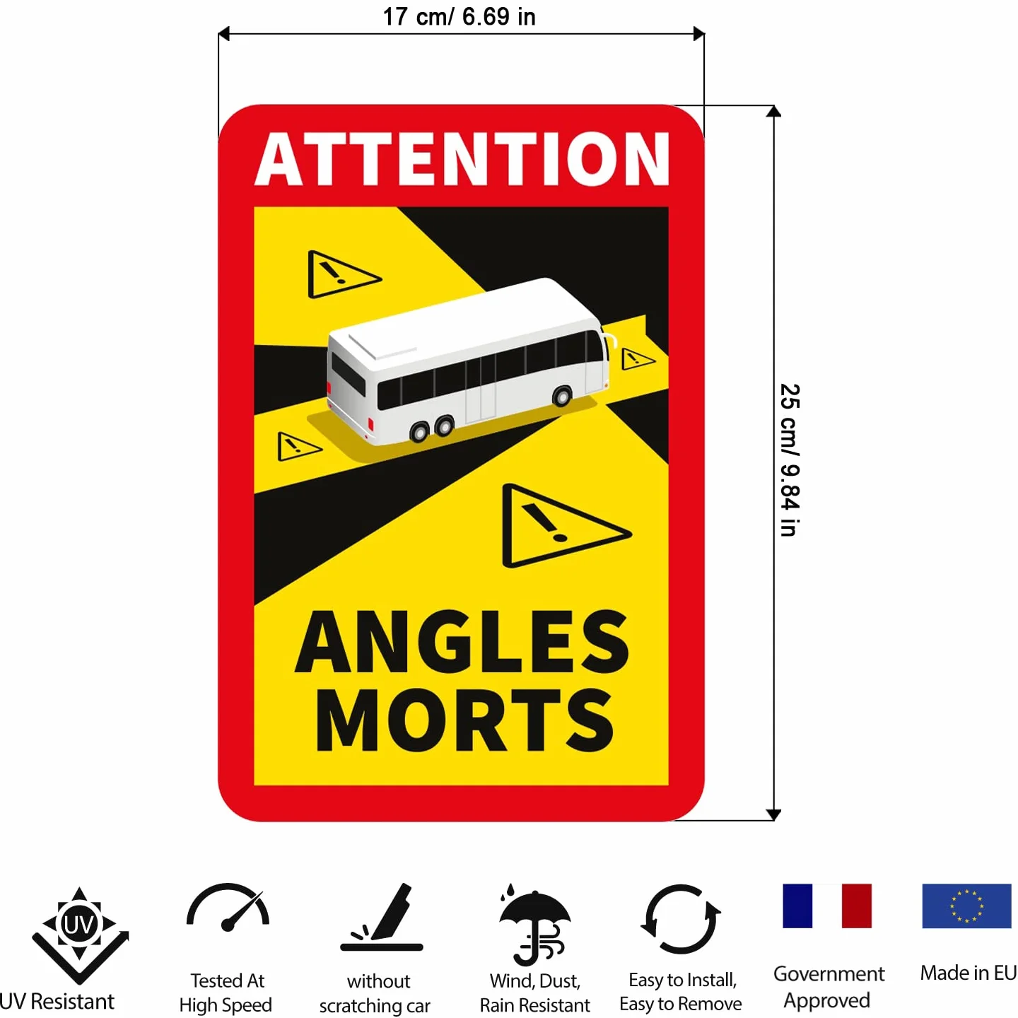 Adesivi per Angoli Morts Bus Veicolo Adesione Extra Forte Protezione UV 10 Pezzi