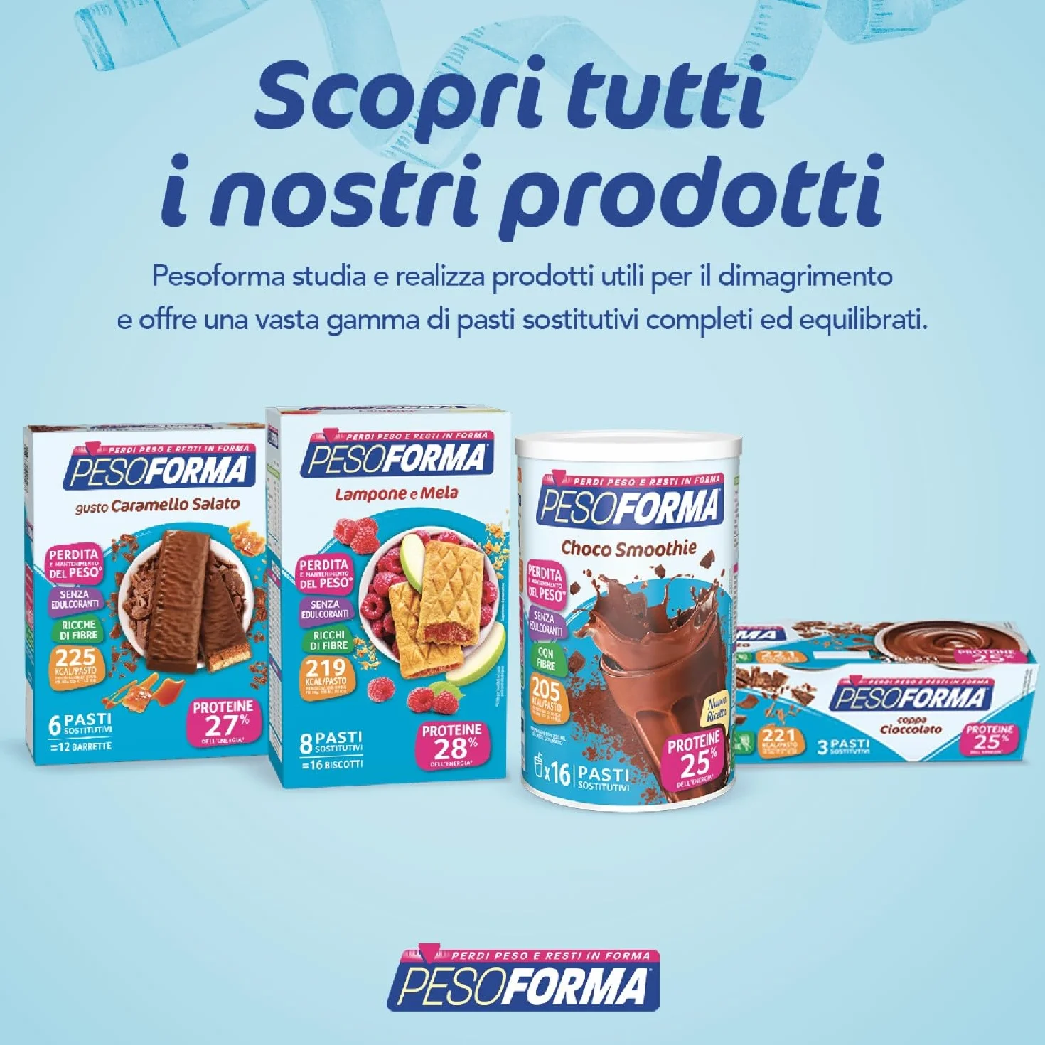 PESOFORMA CHOCO SMOOTHIE, Pasto Sostitutivo per il Controllo del Peso, 20 pasti, 540 gr
