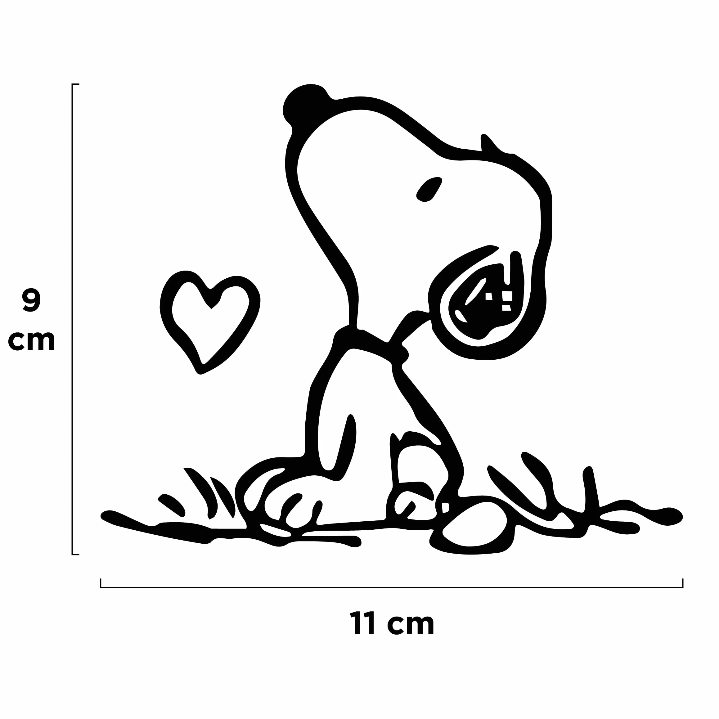 Gesar Adesivo per auto e moto Snoopy 9 x 11 cm Nero