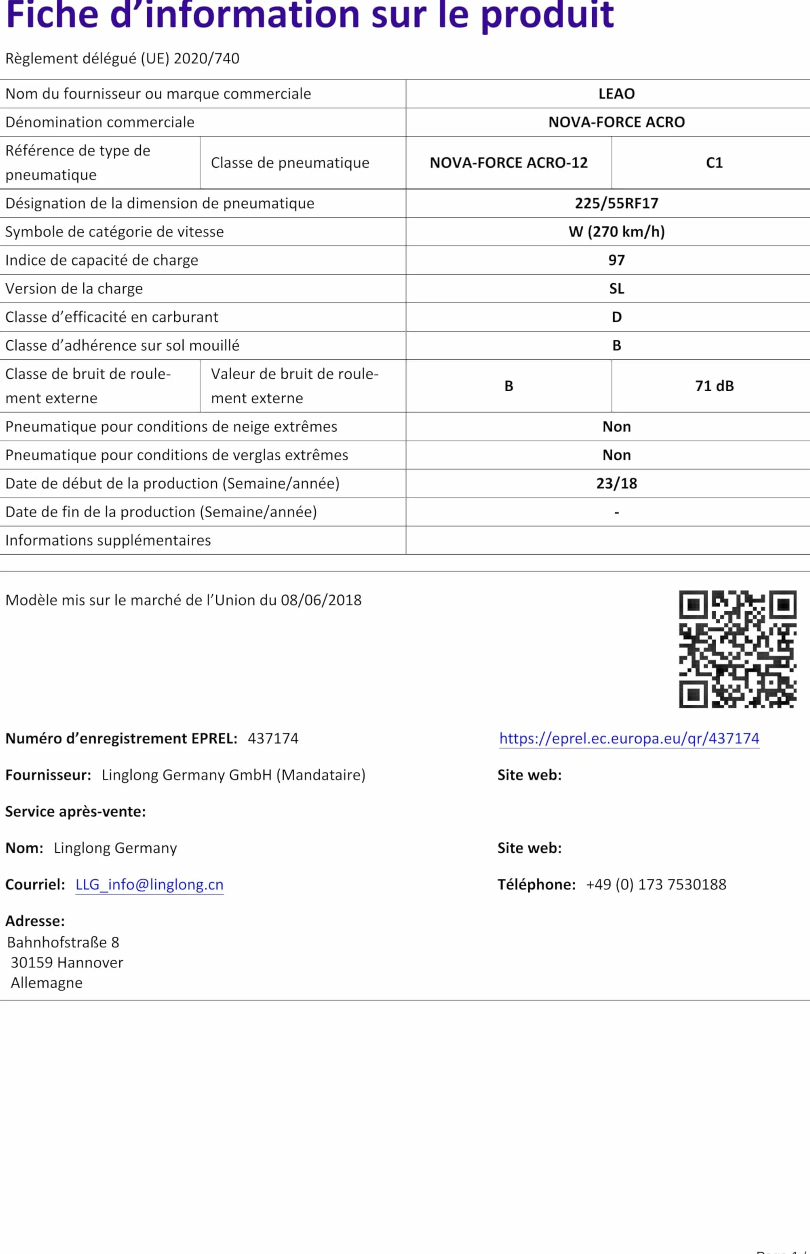 LEAO 225/55 R17 97W Estivo Runflat Auto