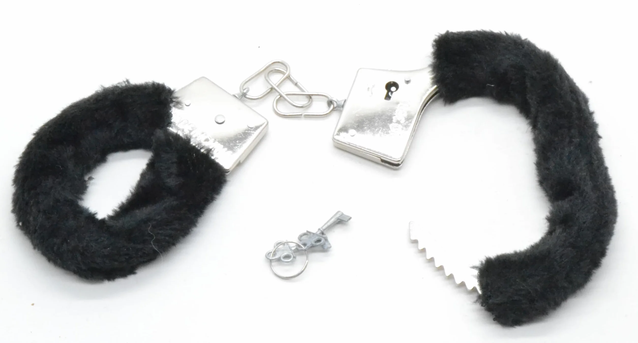 Manette in metallo con peluche nero accessorio costume polizia sicurezza donna infermiere medico