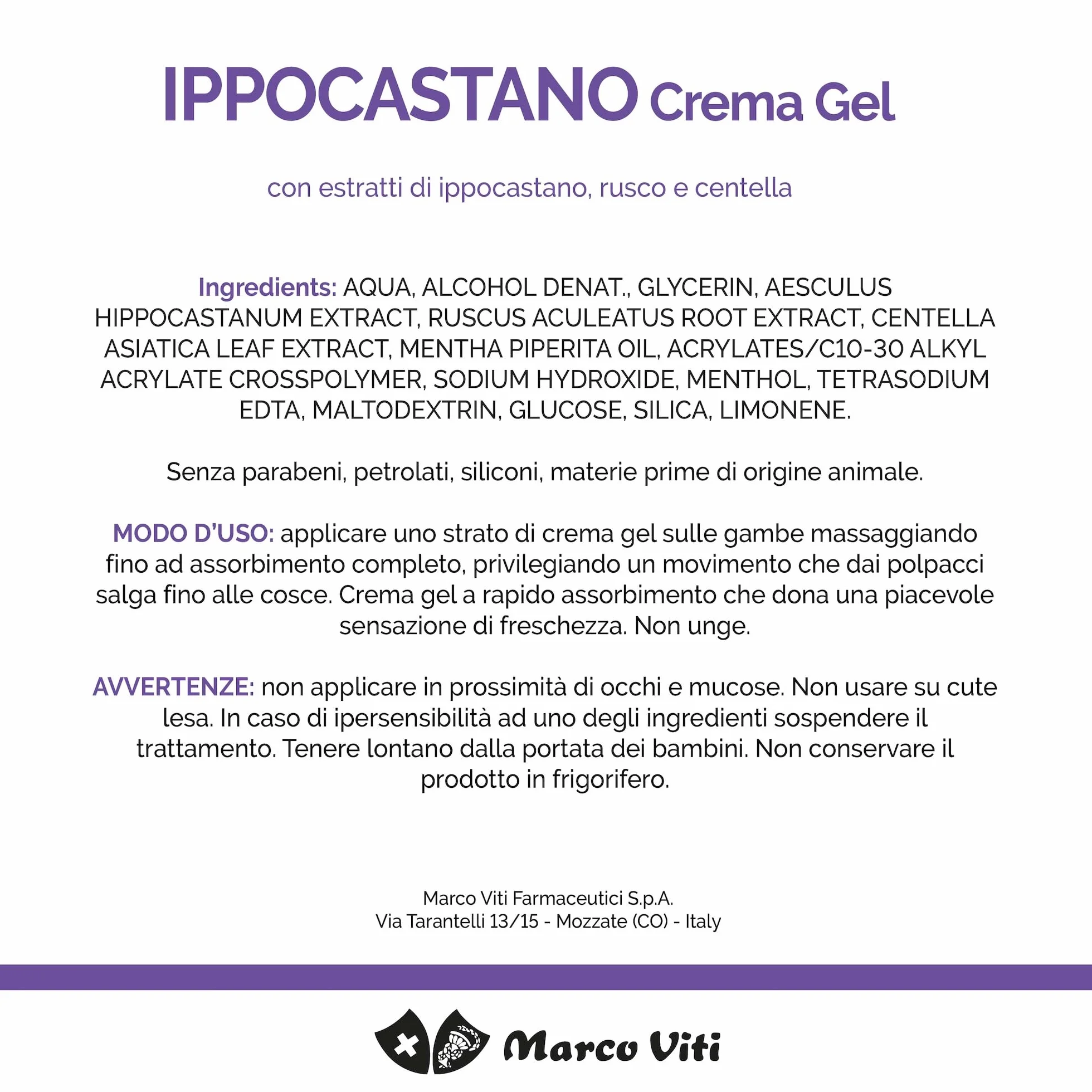 Ippocastano Crema Gel 100 ml Azione Defaticante Gambe Pesanti