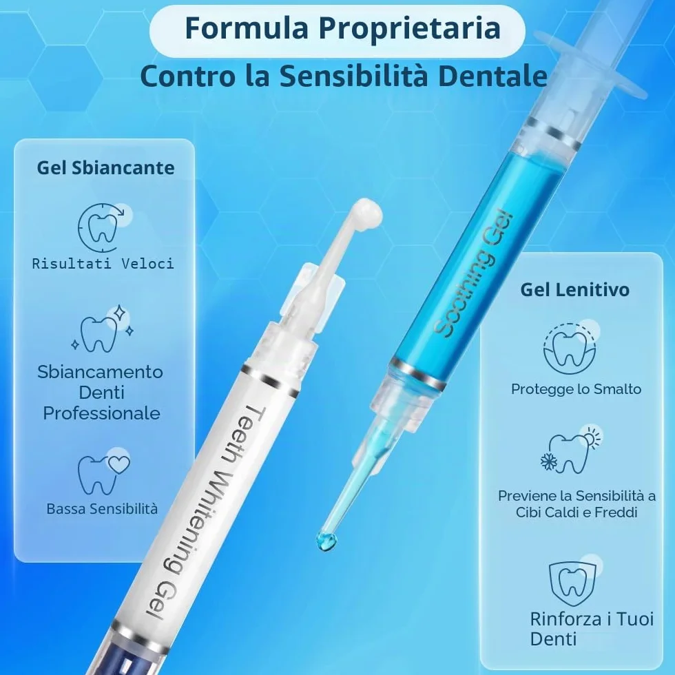 Bledras 10x3ML Gel Sbiancante Denti - Sbiancante 9 Bastoncini & Lenitivo 1 Bastoncini per Denti Sensibili