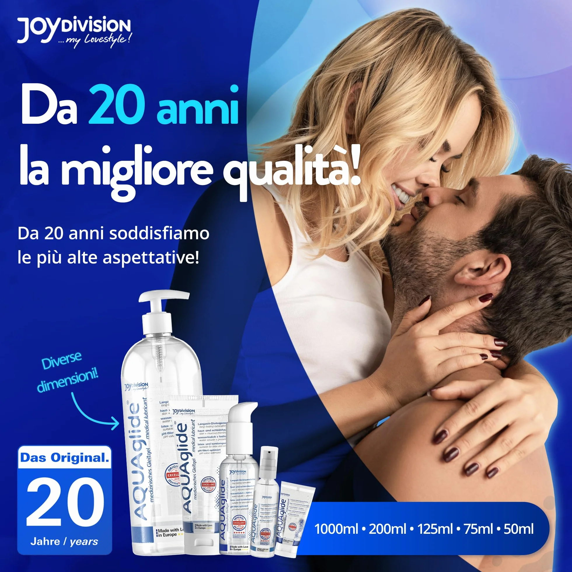 JOYDIVISION Originale AQUAglide 200 ml Gleitgel Naturale, Lubrificante Cristallino & Vegano, Ottimizzato per il pH