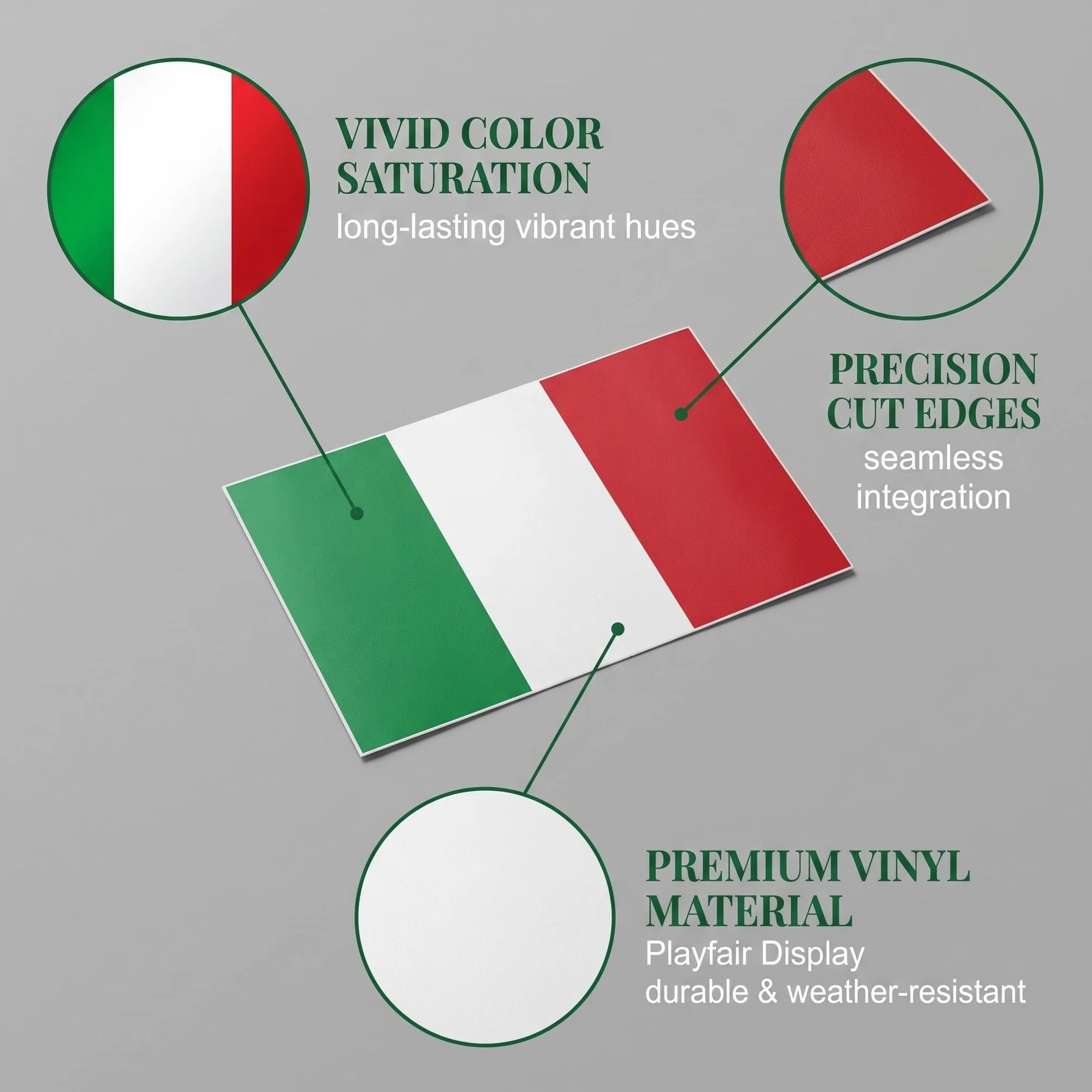 1 Pezzo Italia Adesivo Auto Quadrato Vinile Verde Bianco Rosso Autoadesivo Impermeabile Antigraffio Rimovibile Senza Residui Resistente ai UV per Auto Decorazione Camion Moto Bagagli