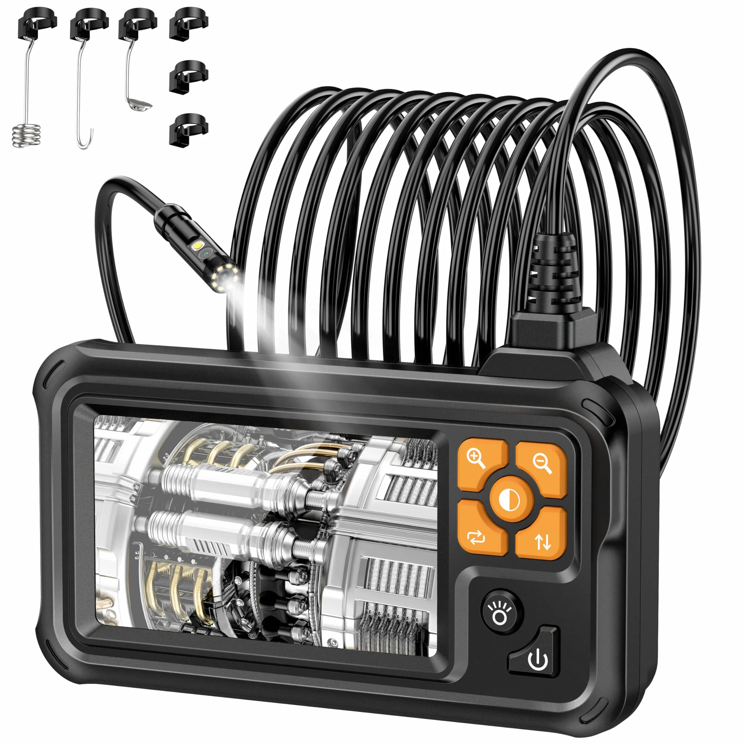 Boroscopio digitale HD 1080p 4,3" IPS telecamera ispezione IP67 impermeabile cavo semirigido 5m 8 LED