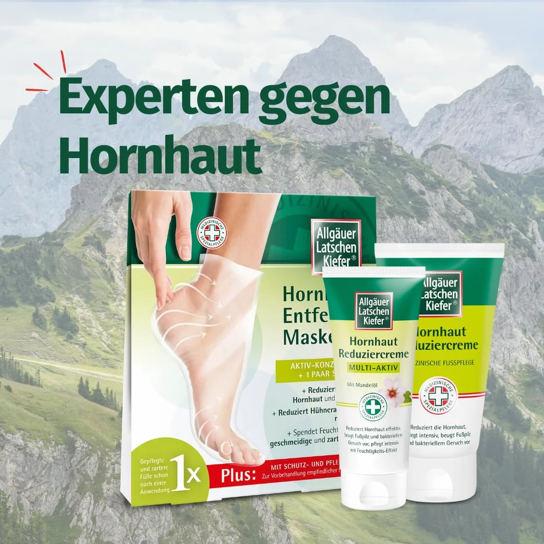 Allgäuer Latschenkiefer Hornhaut Entferner Maske Plus Aktiv-Konzentrat + 1 Paar Socken, 1 pz