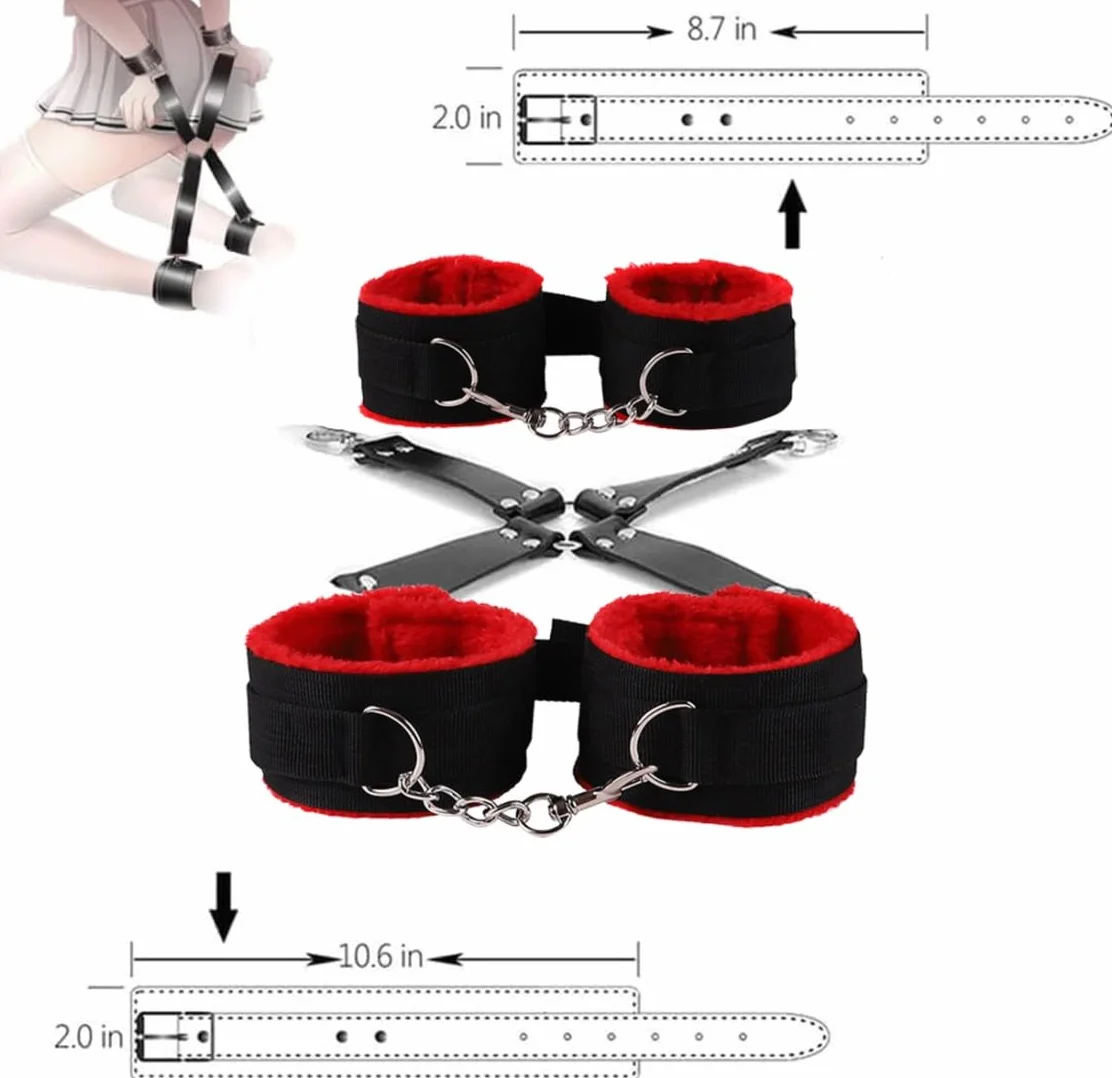 BDSM Rosso Set di Abbigliamento in Nylon da 8 Pezzi per Uomini e Donne