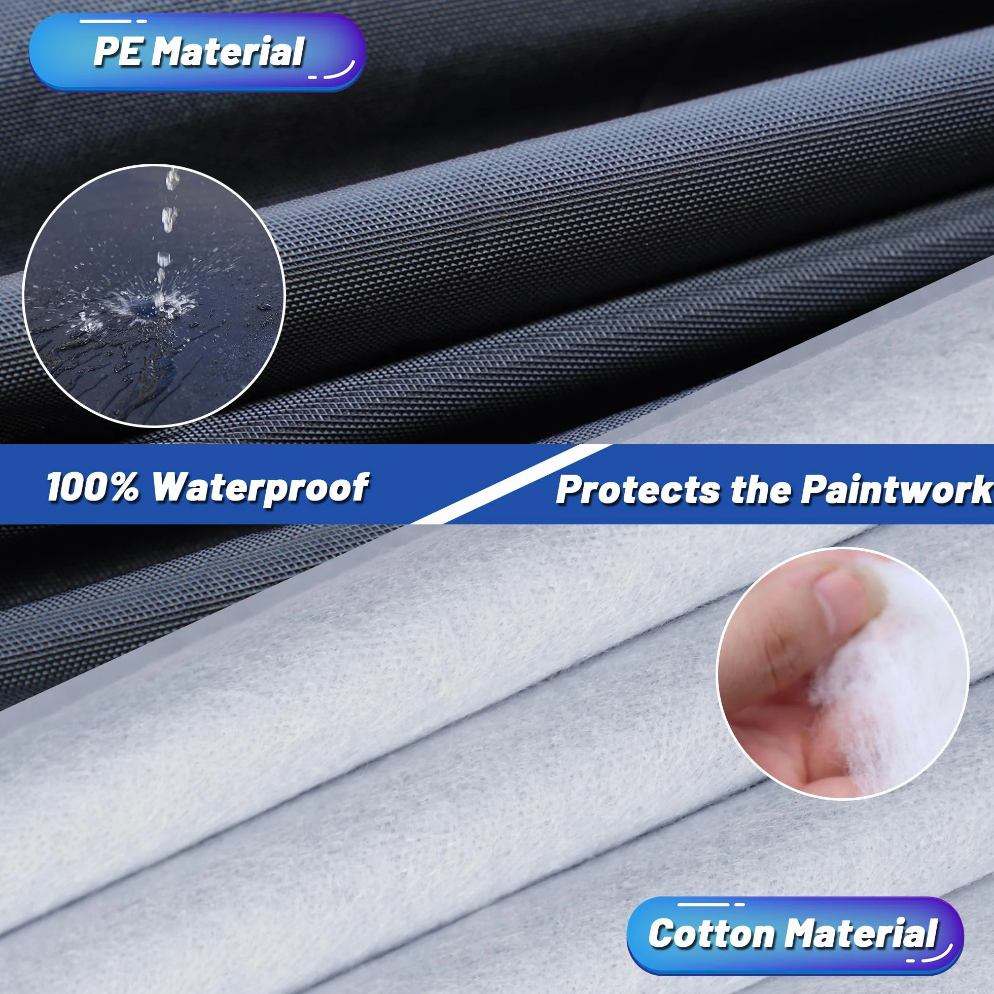 Cowtcver Telo Copriauto da Esterno Compatibile con Volkswagen T-Roc 2017-2026, Telo Copertura Impermeabile Anti-UV Anti Vento Antipolvere, Telo Copri con Cerniera e in Cotone.