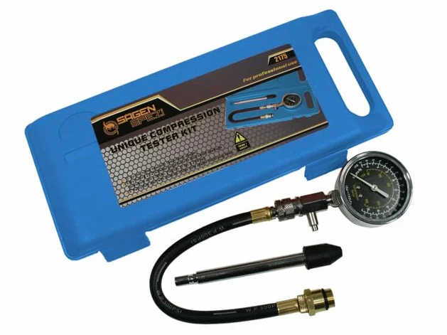Sägenspezi Tester di compressione e compressore con filettatura M14 e M18, universale per molte motoseghe/seghe a catena/tagliasiepi/decespugliatori