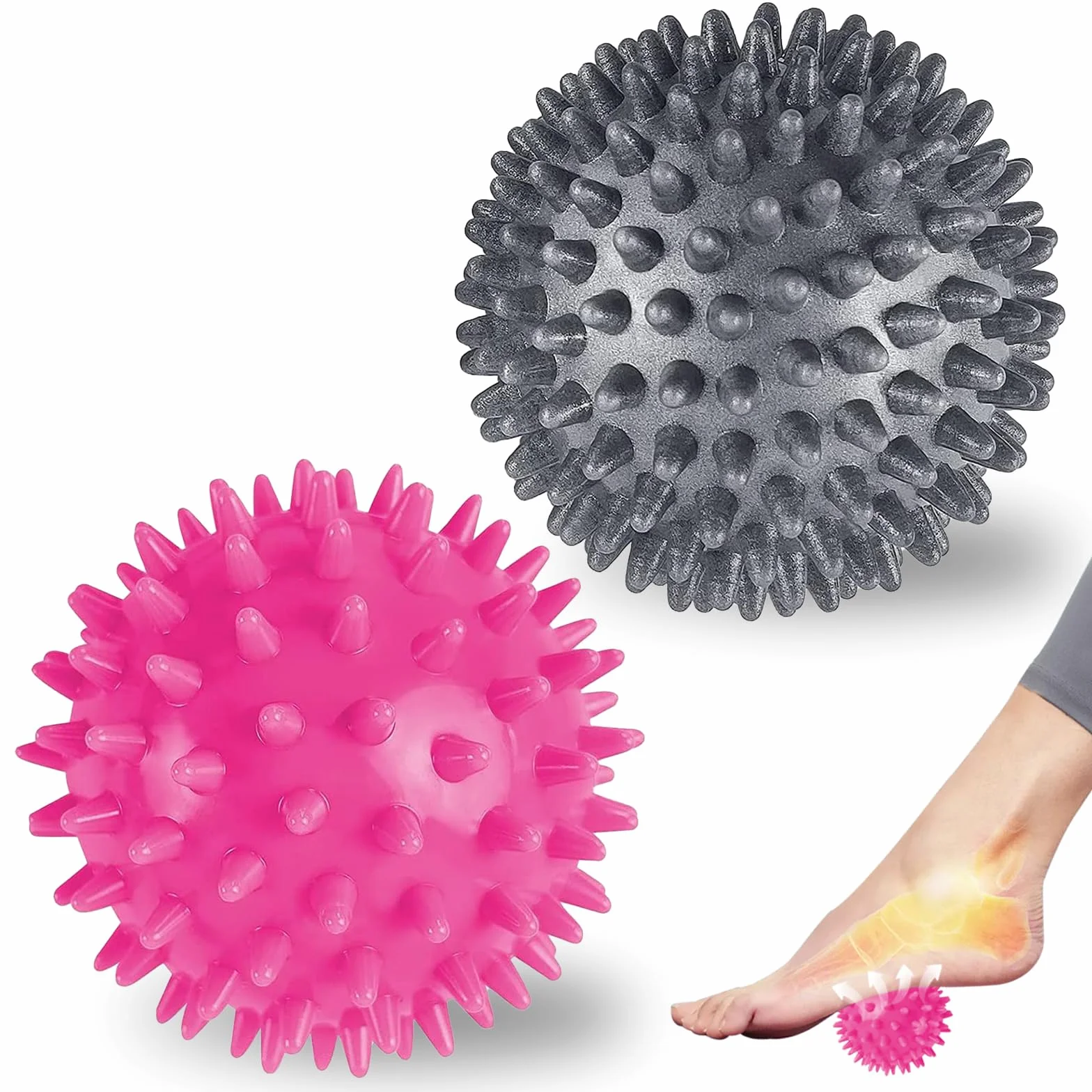 Palline Massaggio 7 cm Riccio per Punti Trigger, Alleviare Stress, Schiena, Piedi, Recupero Muscolare