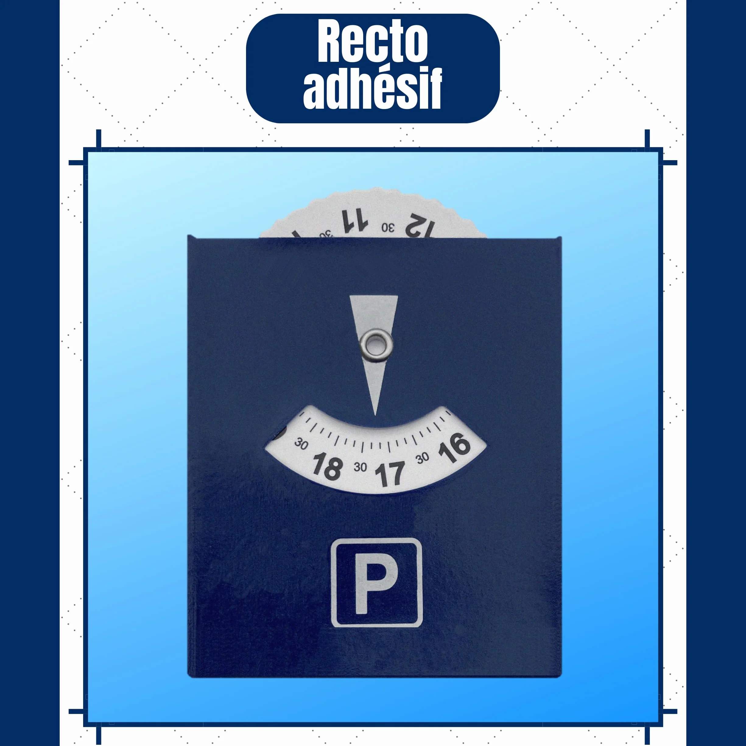 Disco orario ADHESIF zona blu Standard europeo Anti UV 8,5 x 7 cm