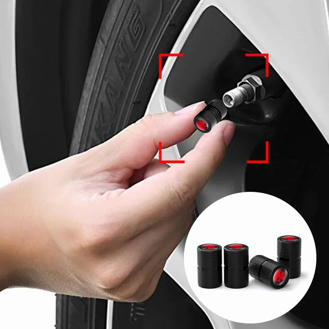 Tappi Valvole Pneumatici Auto Neri 4 Pezzi per Auto, Moto, Rimorchi