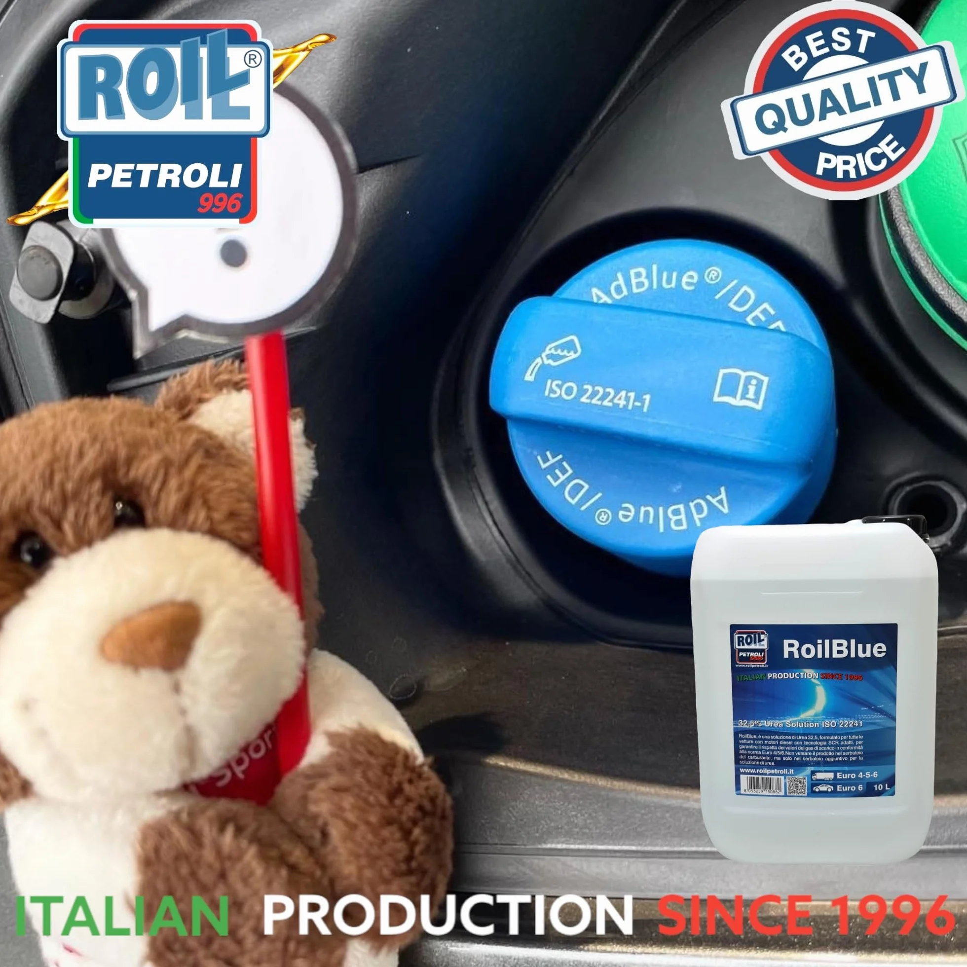 ROILBLUE AdBlue UREA 32.5 Euro 6 Additivo per Motori Diesel 10 Litri ISO 22241 Tanica con Imbuto
