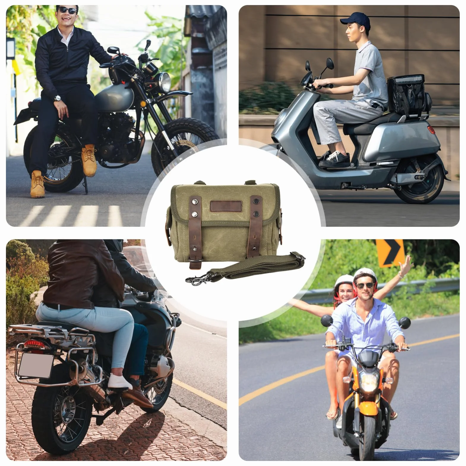 Borsa Da Sella Per Moto Impermeabile In Tela Cerata Resistente Con Fibbia In Metallo