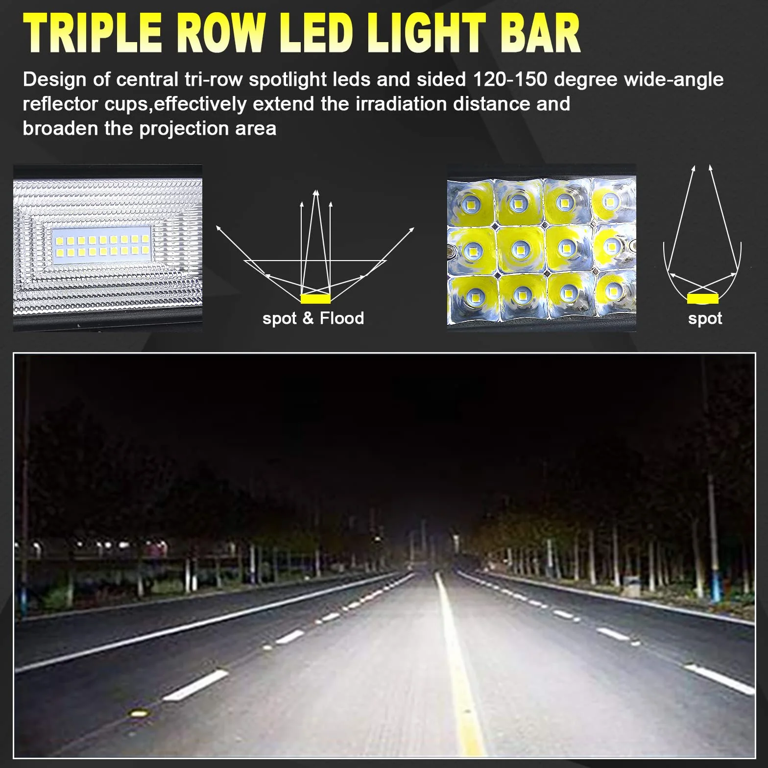 Willpower Barra LED 132cm 52 Pollici 675W Fari LED 12V 24V Fascio Spot e Inondazione Impermeabile Faretti LED Faro da Lavoro LED Barra Luci LED per Fuoristrada Auto Trattore Camion 4x4 Barca ATV