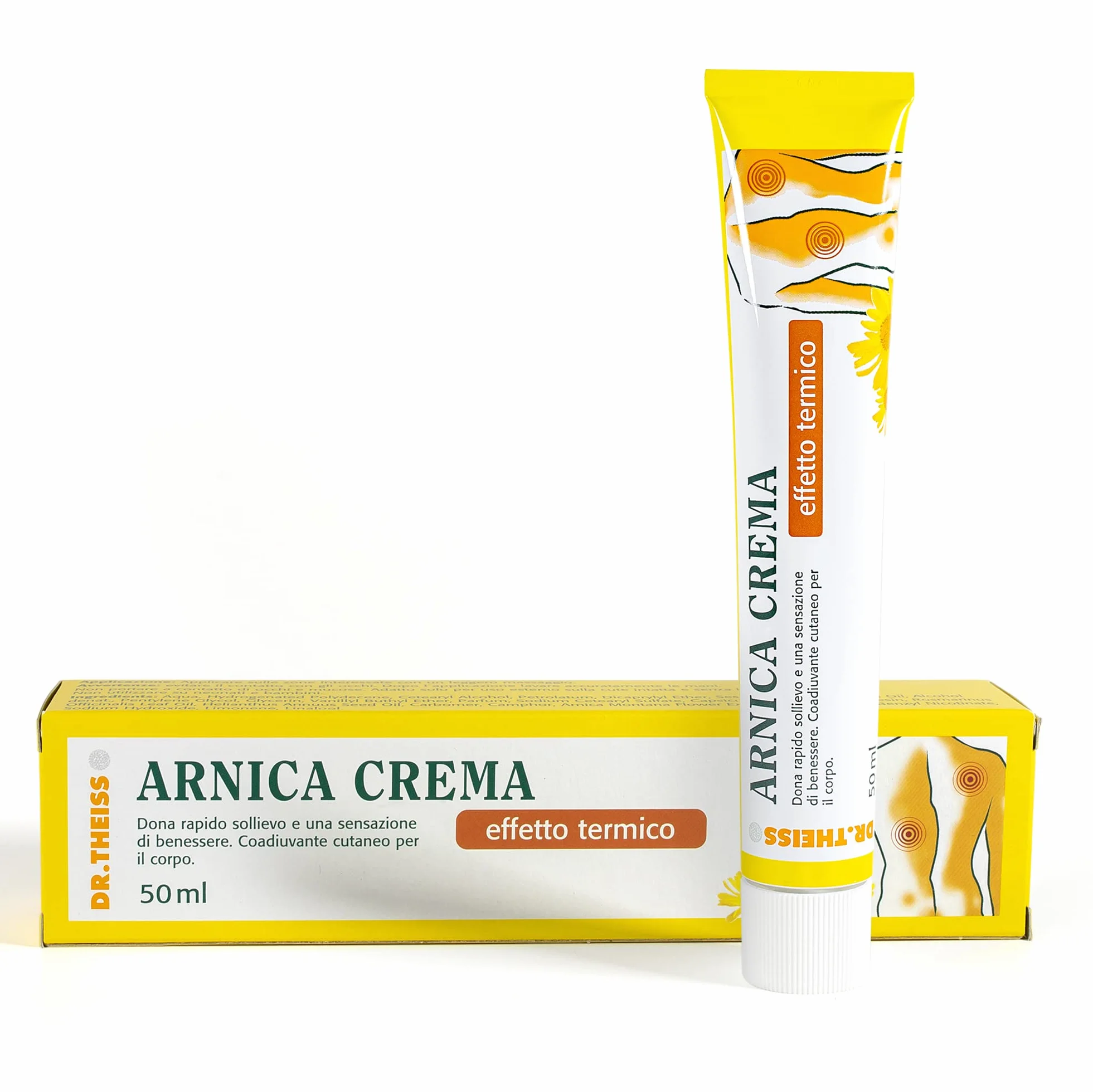 Dr. Theiss Arnica Crema Effetto Termico Riscaldante 50 ml Estratto di arnica forte Sollievo cervicale schiena ginocchio