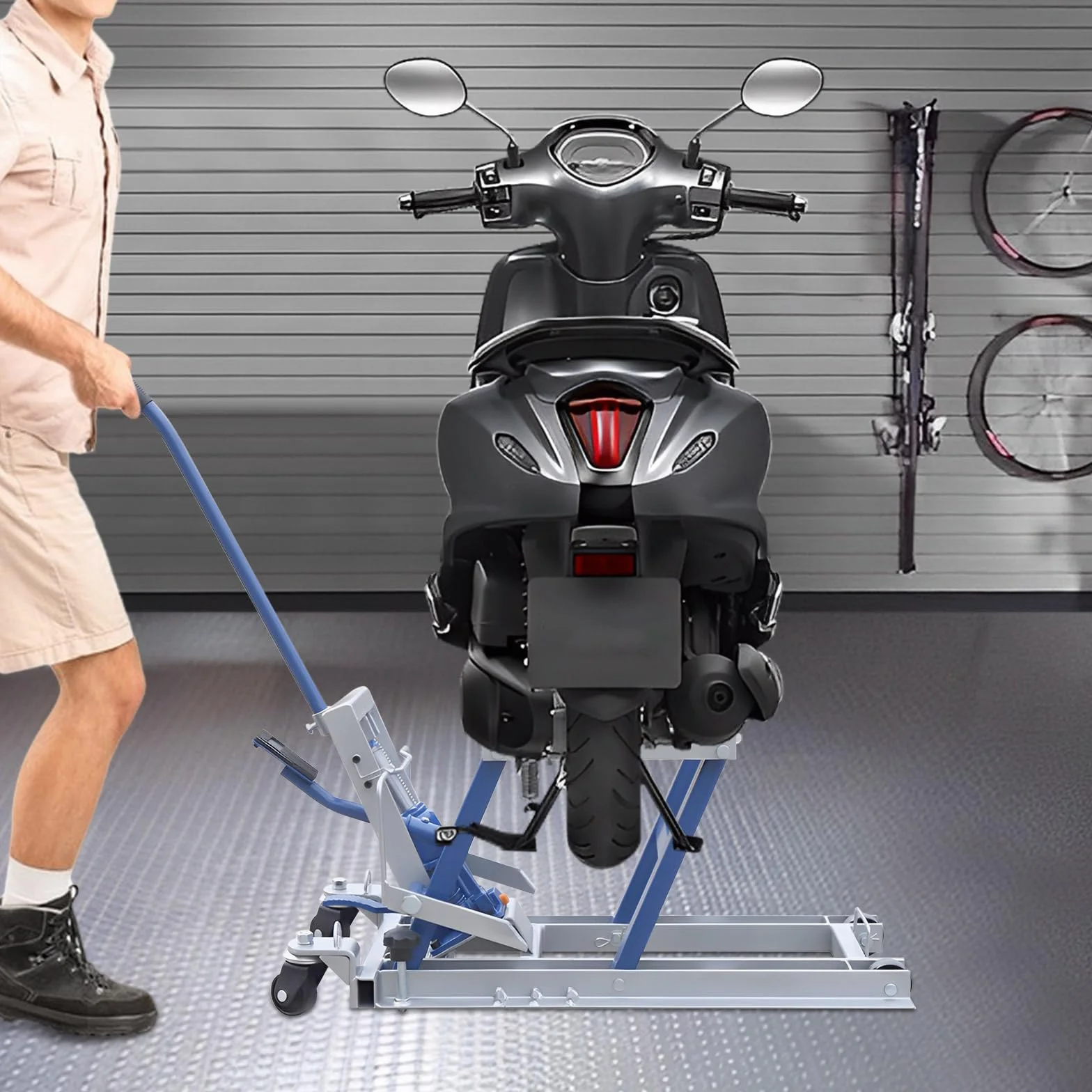 Sollevatore per Moto 680 kg 12-38,7 cm Altezza Regolabile Blu Argento