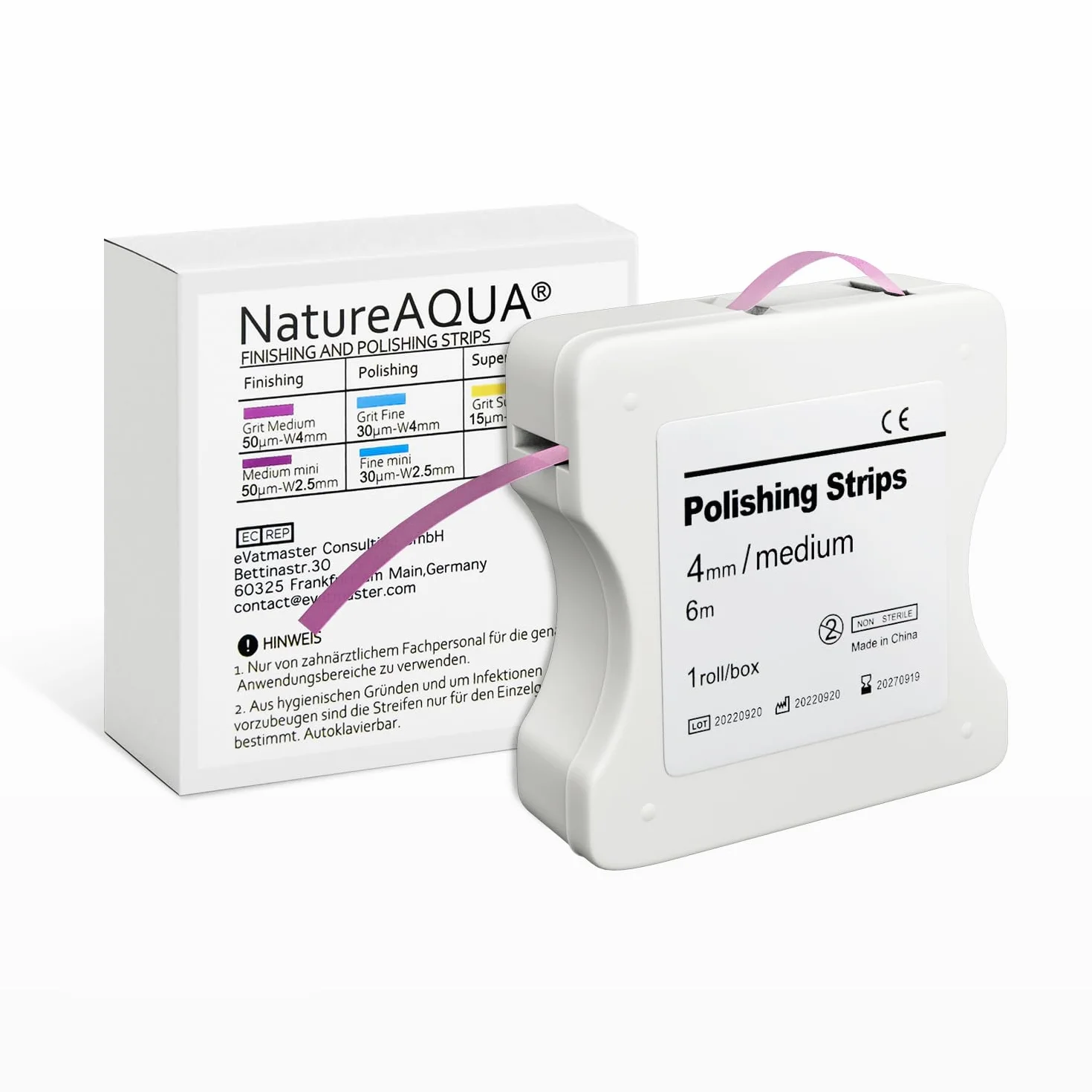 NatureAqua Resin Carta Vetrata per Denti Strisce Lucidatura Dentale Grana 50μm Larghezza 4mm 6M Rotolo