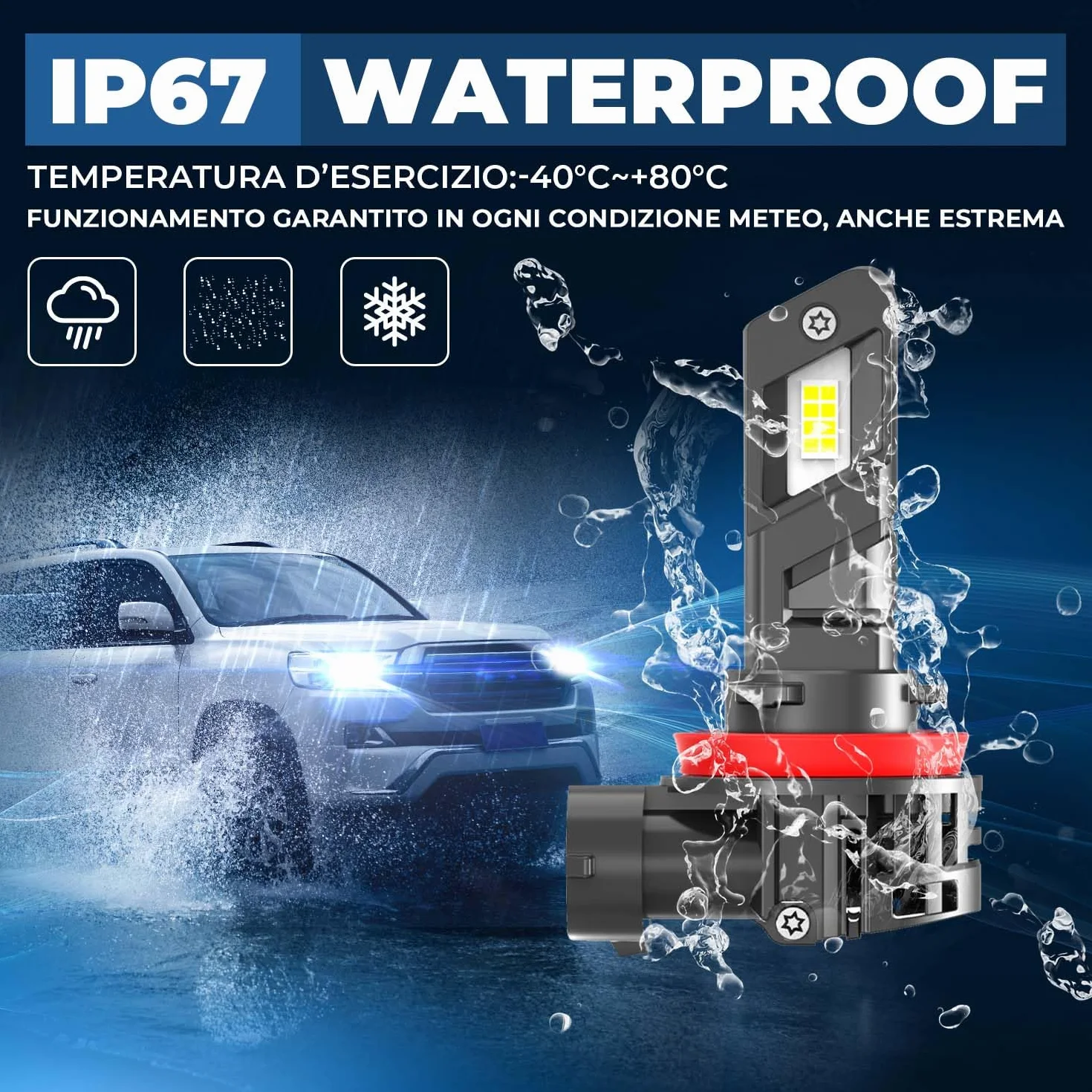 Luxlight Lampadina LED H8 H9 H11 20000LM 40W 12V 6500K Kit Sostituzione Fari Anabbaglianti Abbaglianti Auto