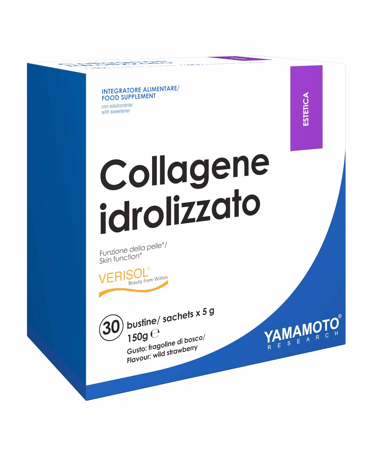 YAMAMOTO RESEARCH Collagene Idrolizzato Verisol 30 Bustine 5 gr Integratore Pelle Acido Ialuronico Vitamina C