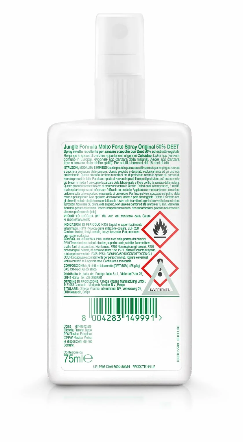 Jungle Formula Molto Forte Spray Repellente Antizanzare DEET 50% 75 ml