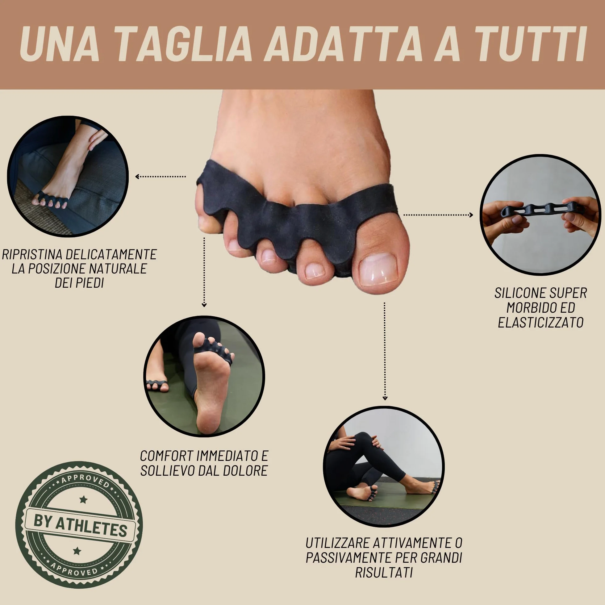 Separatore Dita Piede per Alluce Valgo – 1 Paio Distanziatore in Silicone Morbido