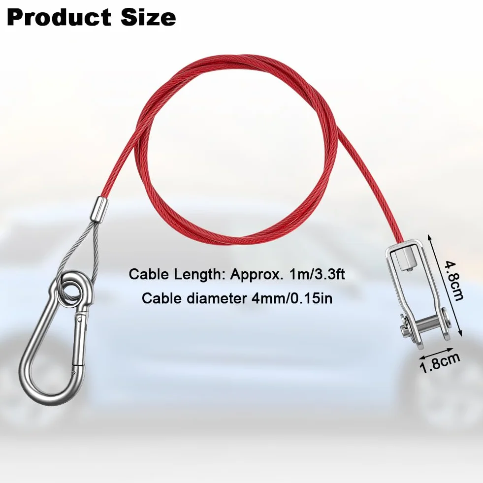 Cavo Sicurezza Rimorchio 1 M Acciaio Inossidabile Carico Rottura 150 kg Diametro Filo 4mm con Moschettone