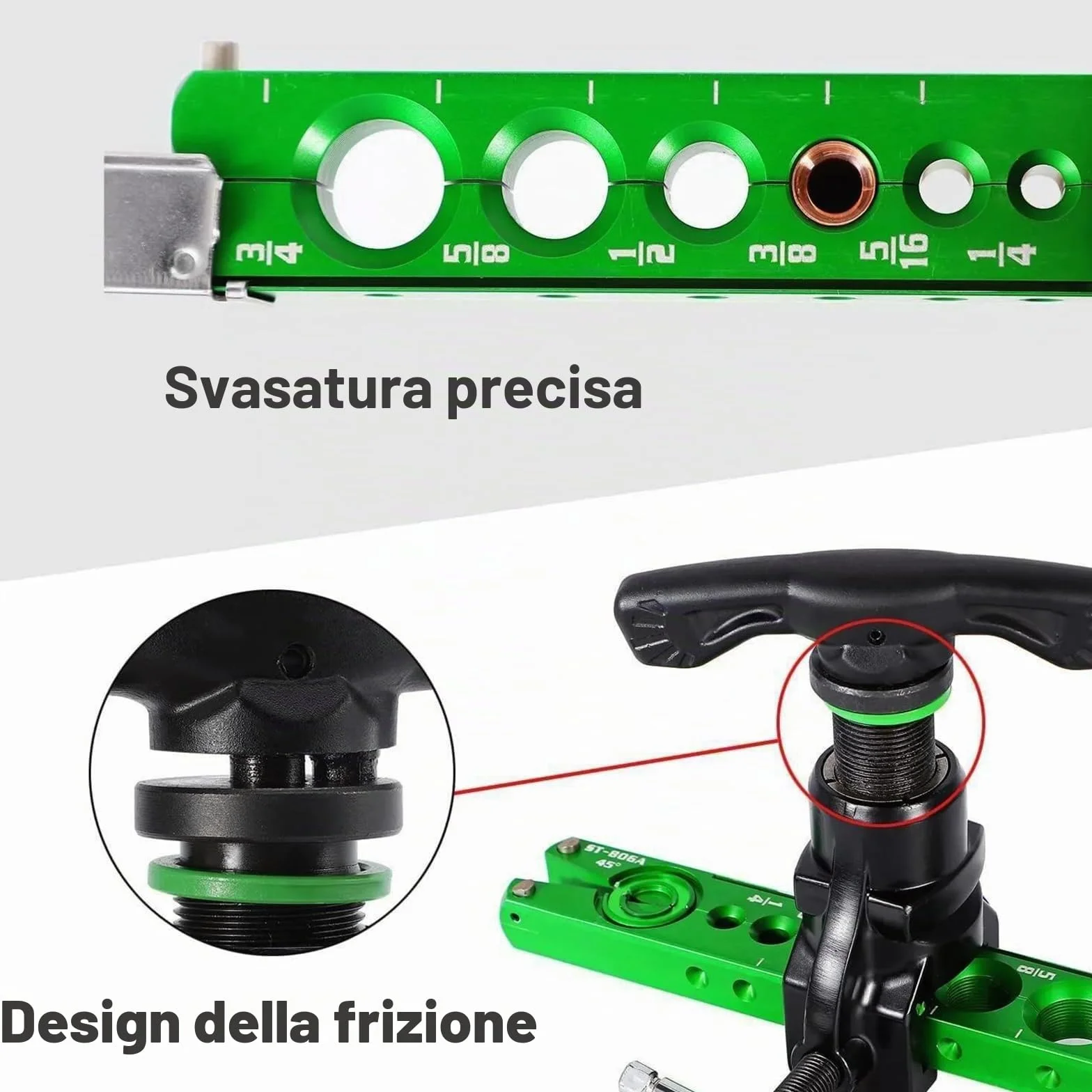 Cartellatrice per Condizionamento 5 in 1 Utensile Svasatura Tubi Rame 1/4"-3/4" 6-19 mm 45° Tagliatubi Sbavatura