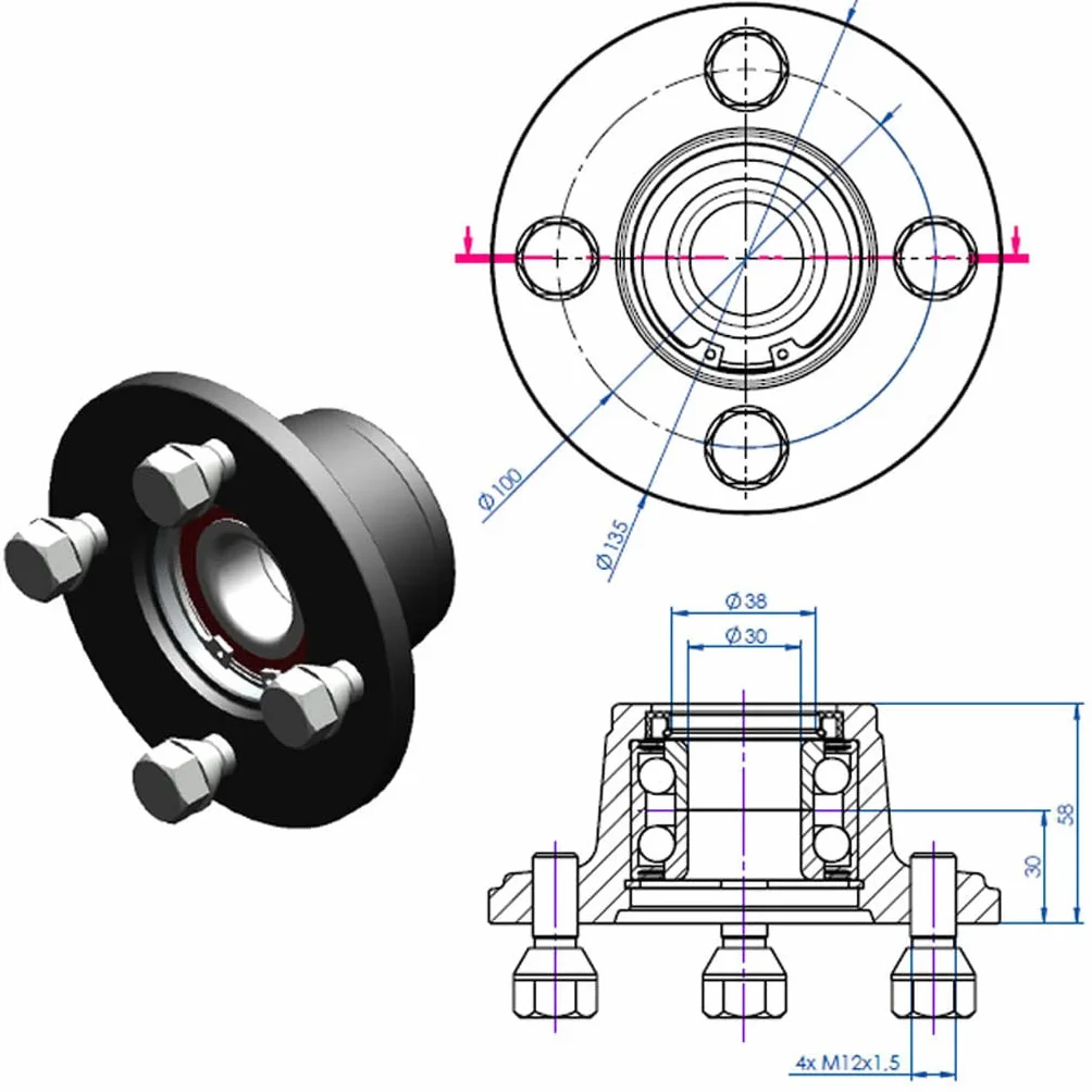 Parnells - Kit Rimorchio Atv, 2 Pneumatici e Ruote Wanda, Cerchi in Acciaio 20x10.00-8 + 100 mm + 2 Mozzi/Assi a Snodo, Senza Intoppo, Pneumatici Quad per Impieghi Gravosi, Diametro 500 mm, 900 kg