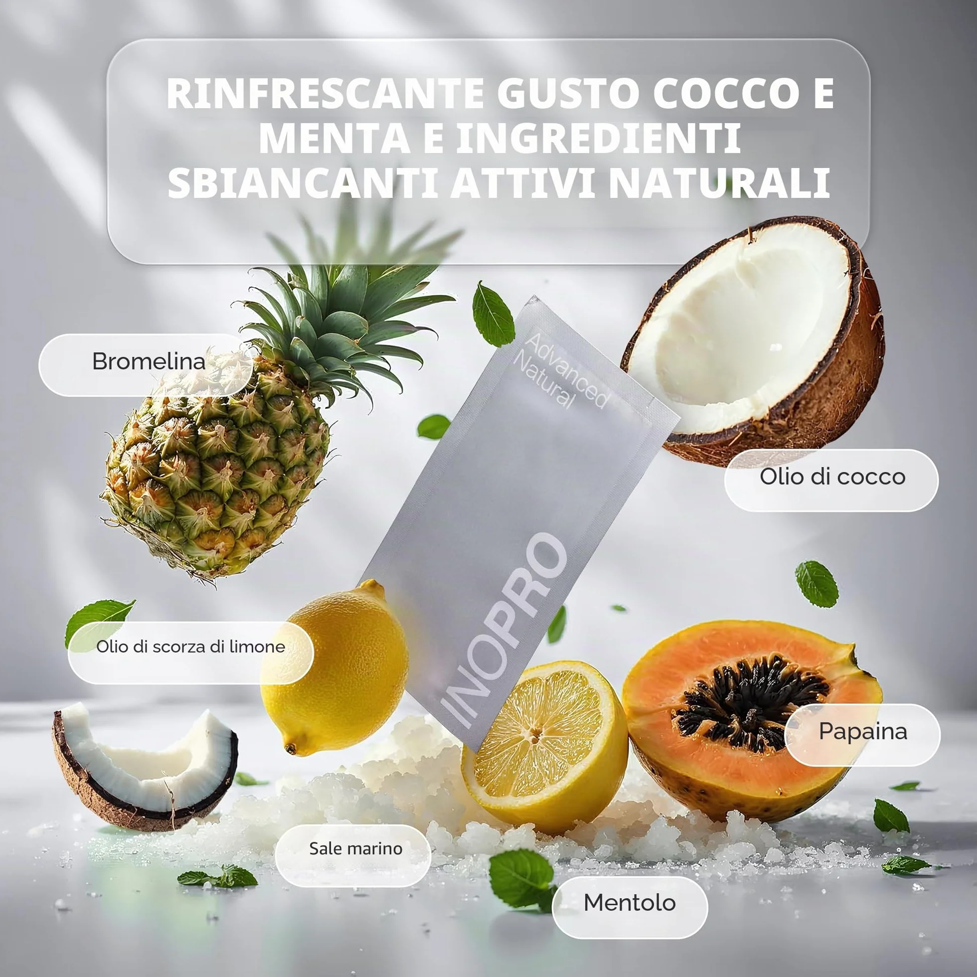 InoPro Kit strisce sbiancanti denti 14 trattamenti senza perossido smalto sicuro