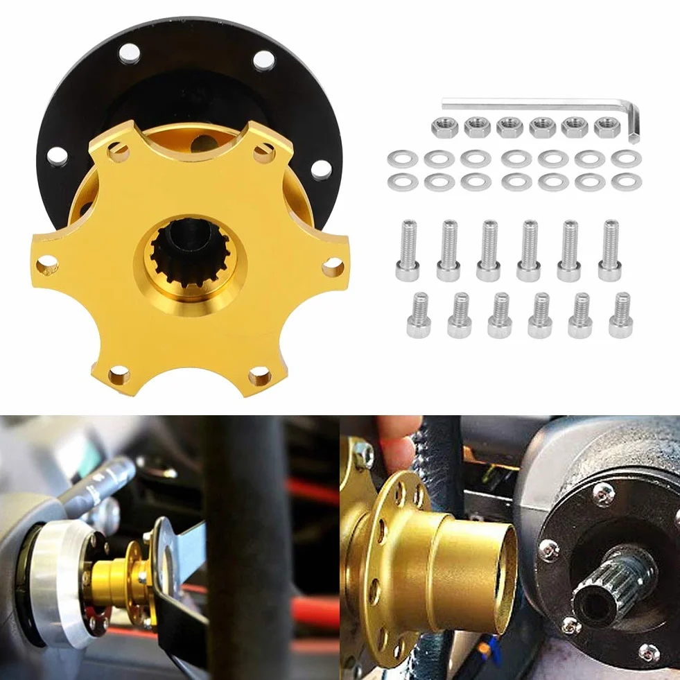 Volante Universale Adattatore Mozzo Sgancio Rapido 6 Fori Kit Scatto Strumento Riparazione Auto Race Rally Motorsport Oro
