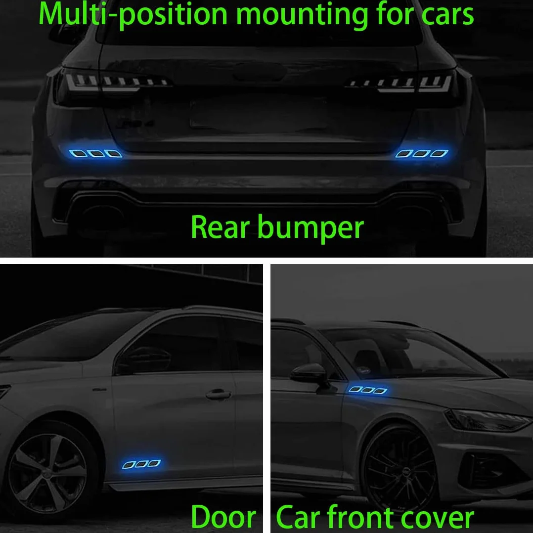 6 PZ 3D forte adesivo striscia riflettente,Auto parafango cappuccio paraurti decalcomania riflettente,Decalcomania riflettente ad alta intensità per la visibilità notturna per auto SUV (Blu)