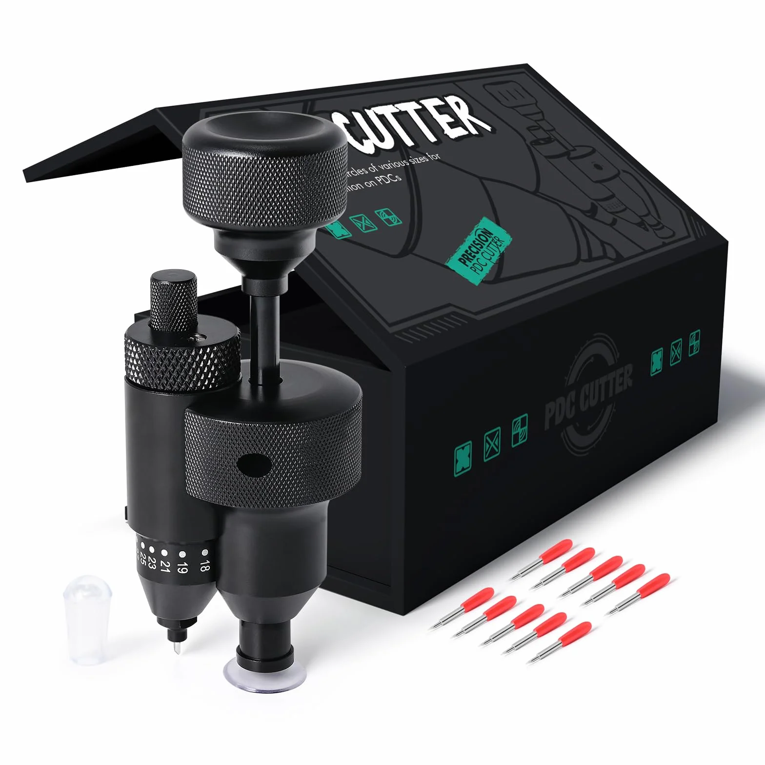 FOSHIO Taglierina di precisione,Taglio Circolare,Taglierina di Pellicole e Tinte per finestrini, Tagliere sensore di precisione PDC PPF, 18mm-32mm Preciso Auto Radar Loch Cutter