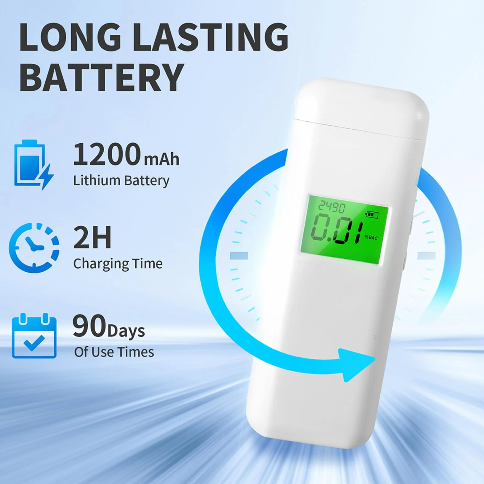 Etilometro Portatile, Professionale Alcol Test con Display LCD Digitale, Memoria e Funzione di Avviso per Uso Domestico o in Festa con 20 Bocchini