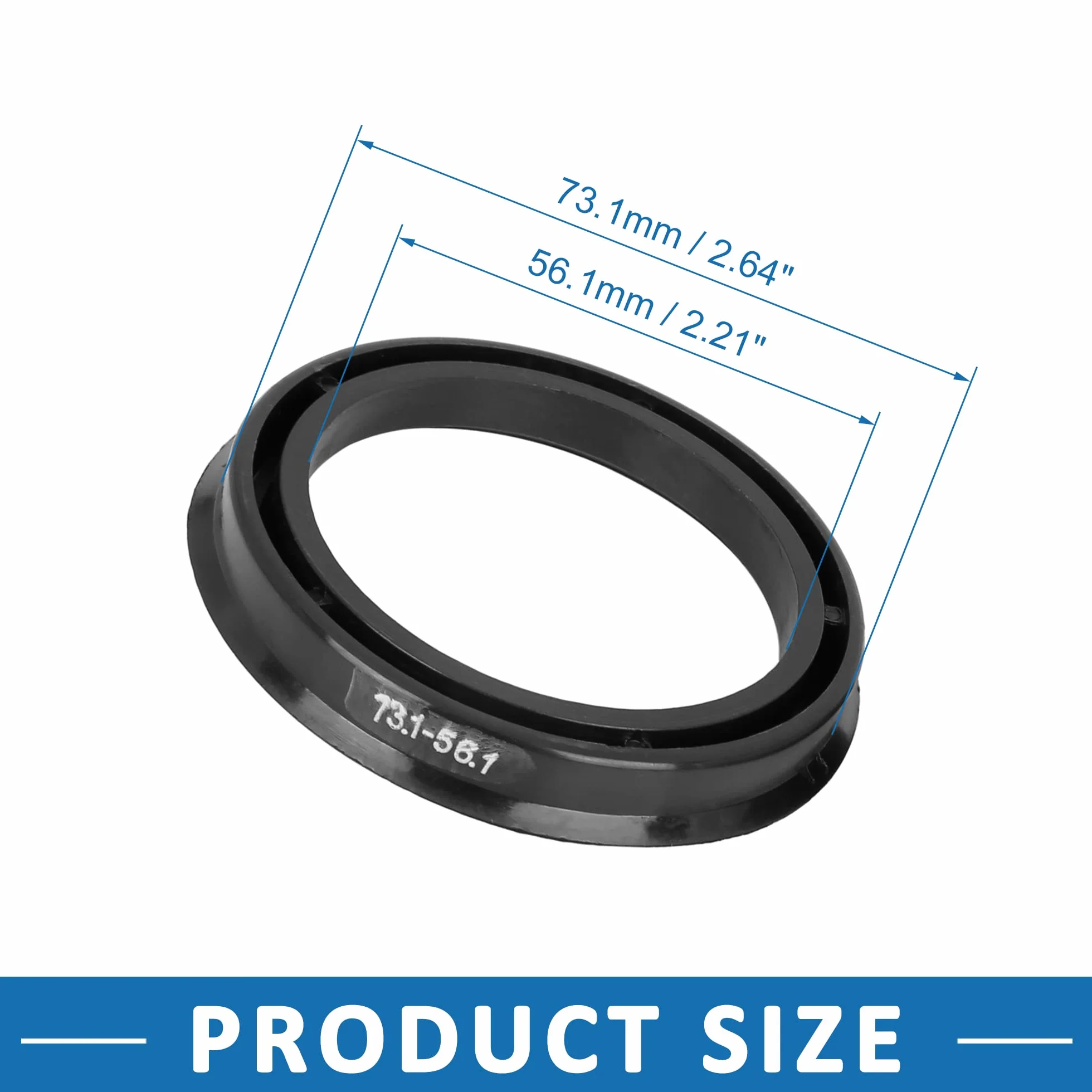 ABSOPRO Mozzo Centrale Anelli 73,1mm a 56,1mm Plastica Nero Set di 4