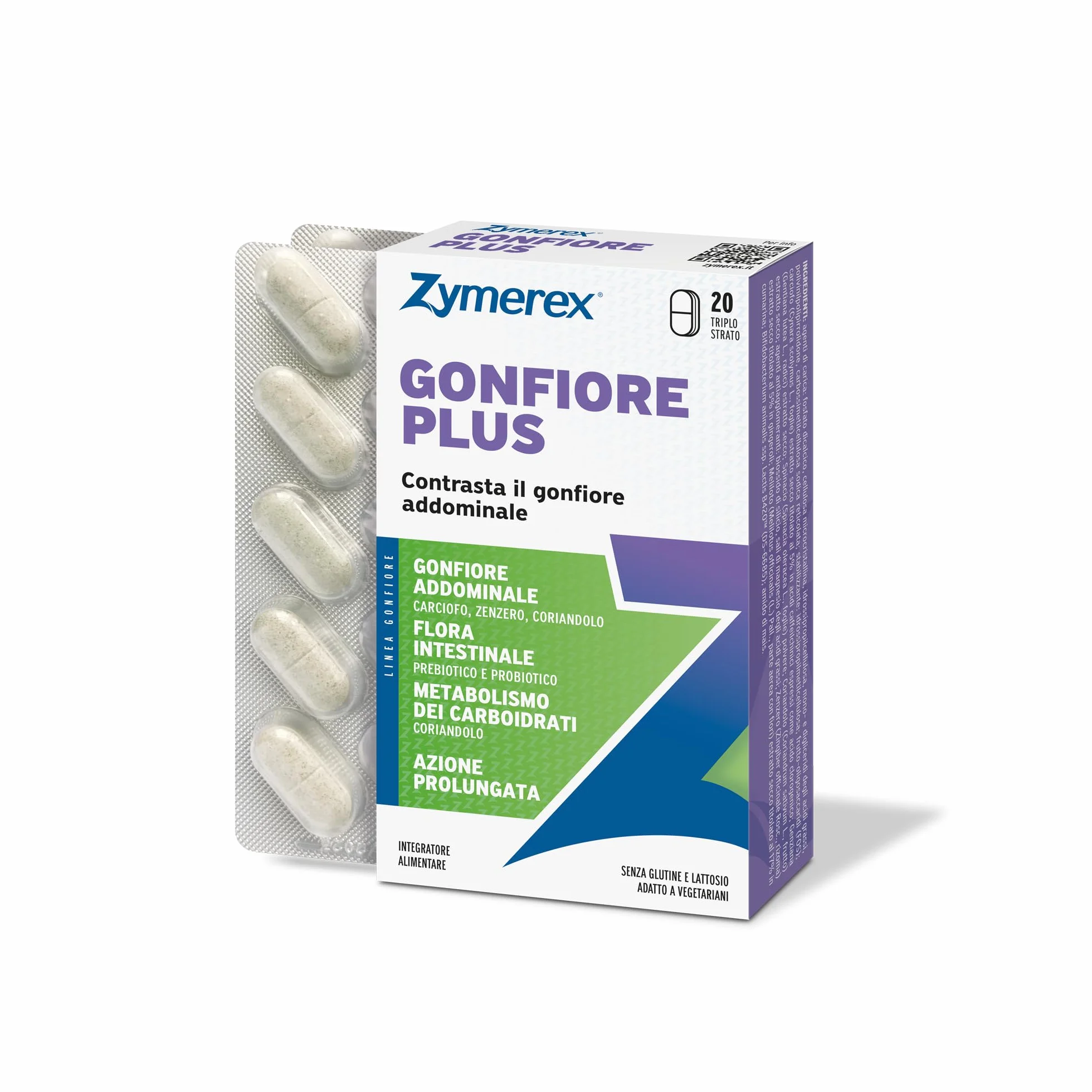 Zymerex GONFIORE PLUS 20 Compresse Integratore alimentare Probiotici e prebiotici