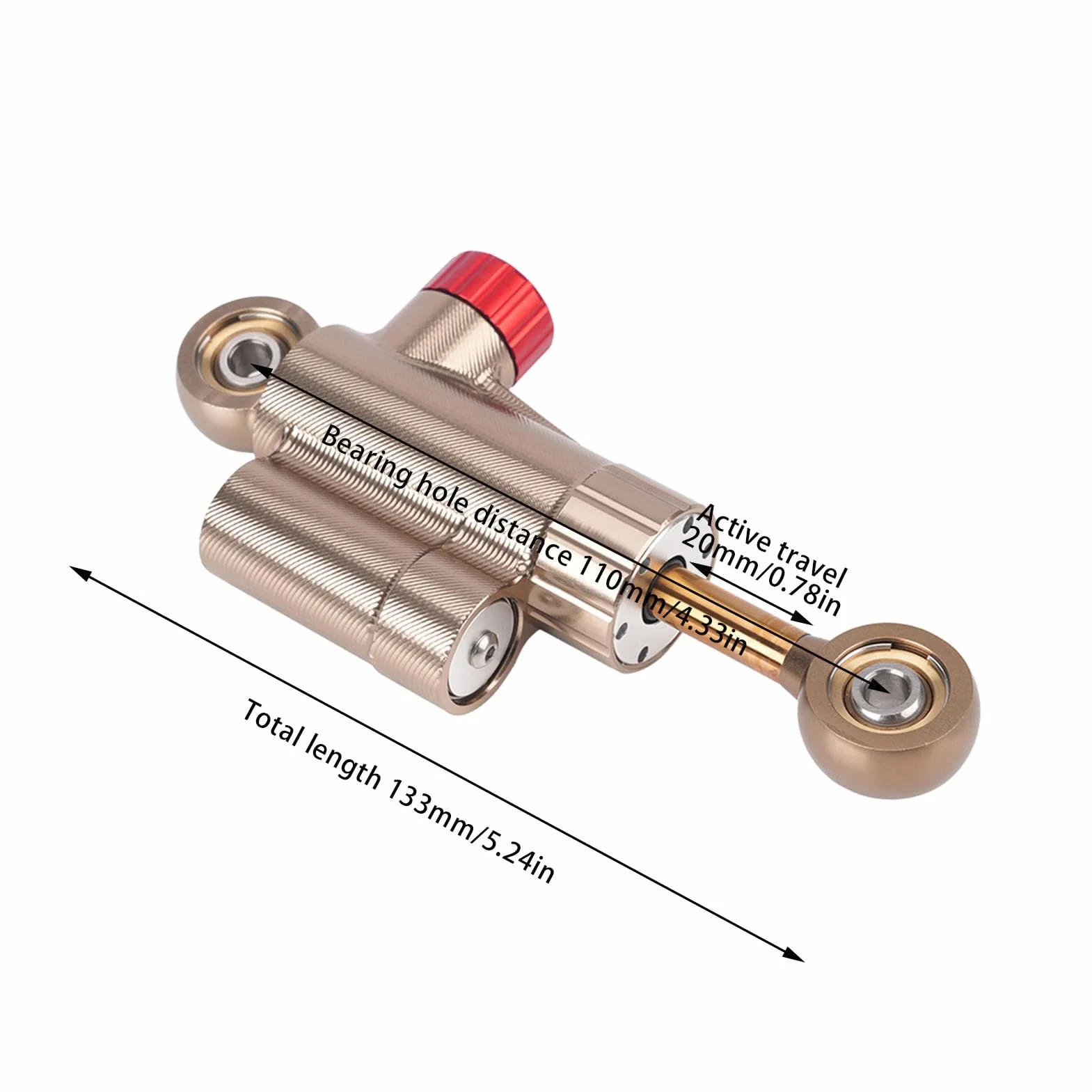 Ammortizzatore di Sterzo CNC Regolabile Stabilizzatore di stabilità Migliorato per Motocicli Olio di Smorzamento Importato Universale in Oro Intervallo da -40 ° C a 100 ° C