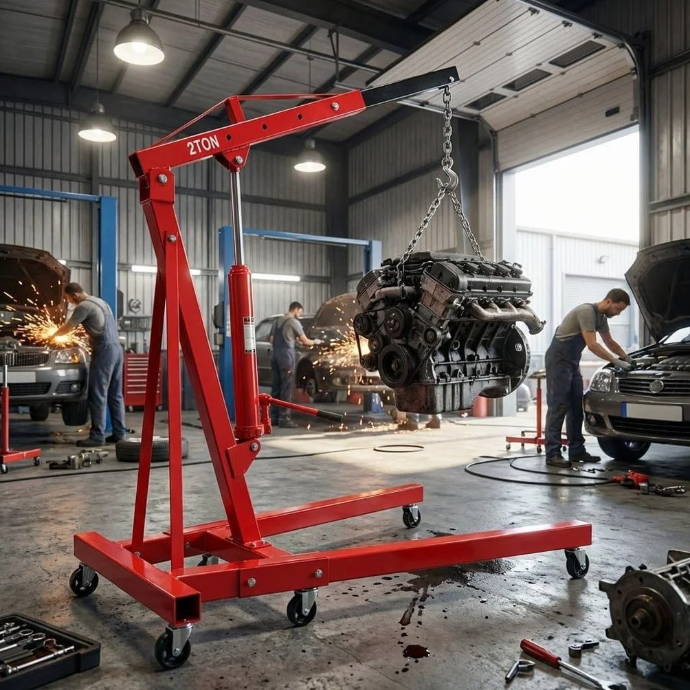 Alza motori pieghevole su ruote 2 tonnellate braccio regolabile 4 posizioni 158x106x156 cm