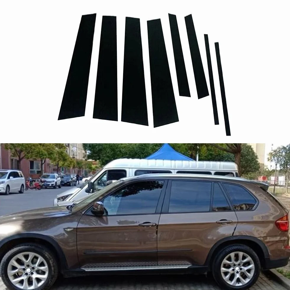 Oulesh BMW X5 E70 2007-2013 Rivestimento Montante Portiera 8 Pezzi Nero Lucido