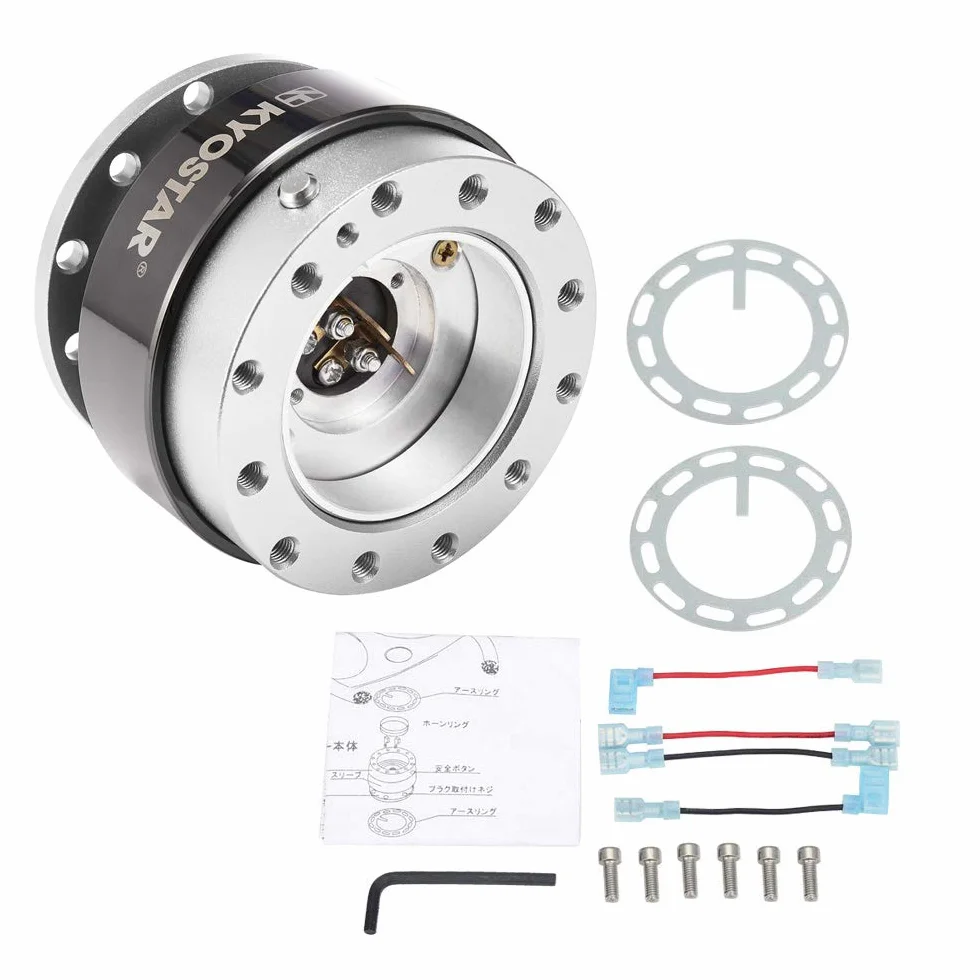 Kyostar Kit Boss con Adattatore Quick Release per Volante in Titanio e Nabe in Alluminio Argento