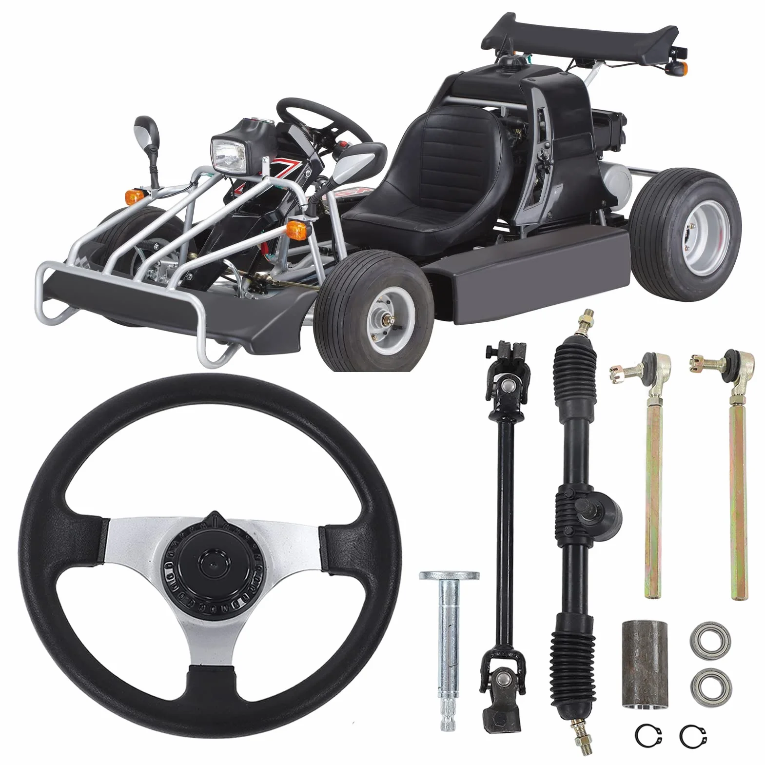 Volante Go kart, asse di diametro 11,8 pollici Kit tiranti Migliore presa Durevole, potente per Quad UTV