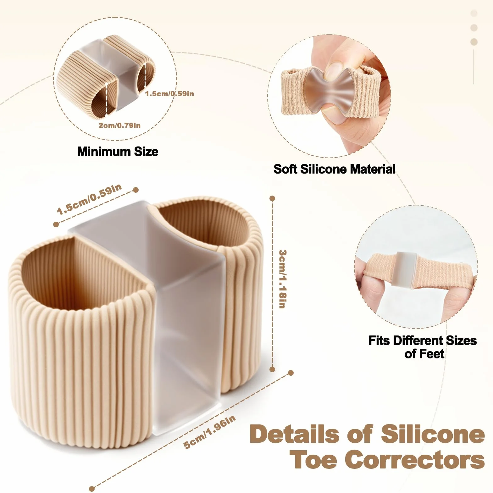 Separatore dita Piede Silicone, Correttore Alluce Valgo Dito a Martello, 4 Pezzi Donna Uomini